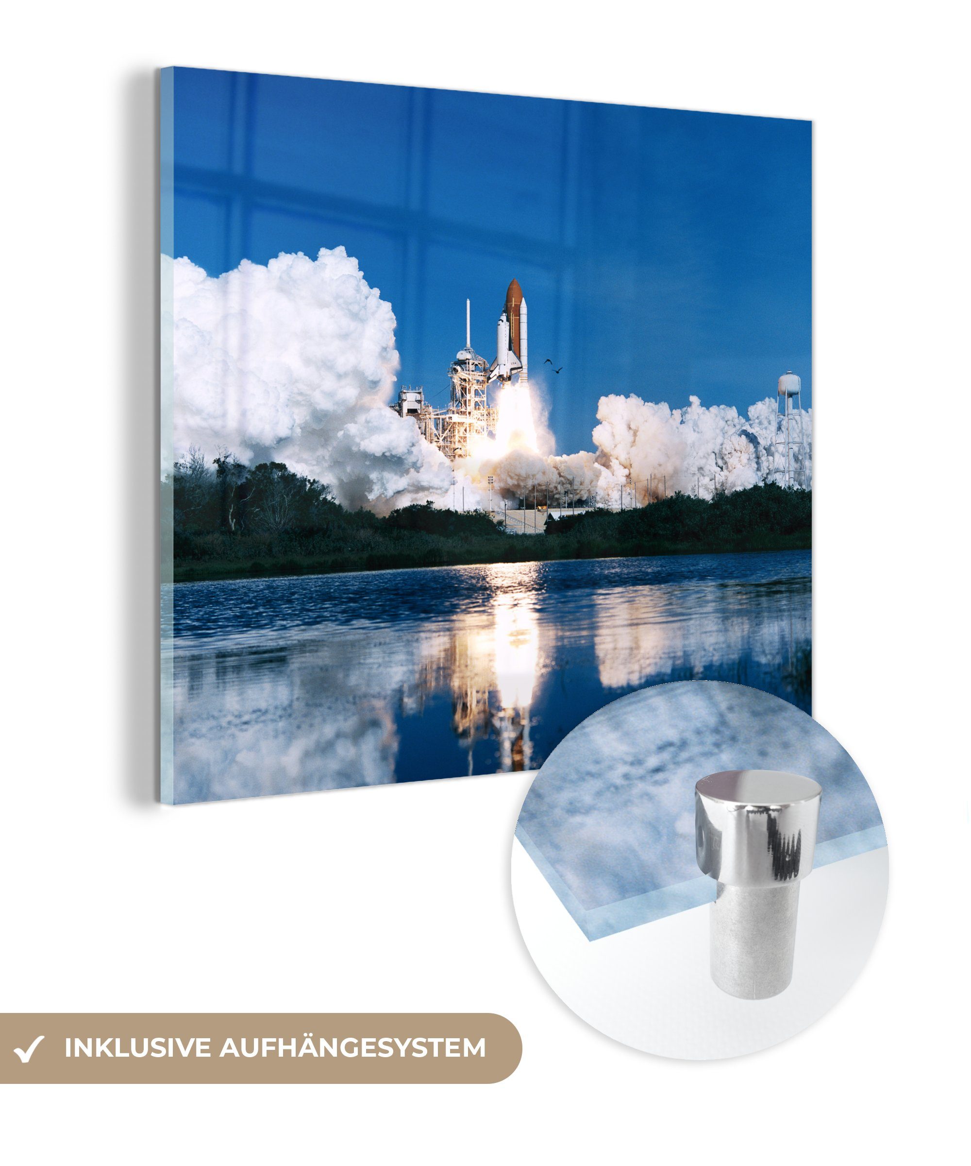 am auf Foto Start Glasbilder Wasser, Glas Space Acrylglasbild des Shuttle Wandbild - Wanddekoration MuchoWow auf - Bilder Glas St), (1 -