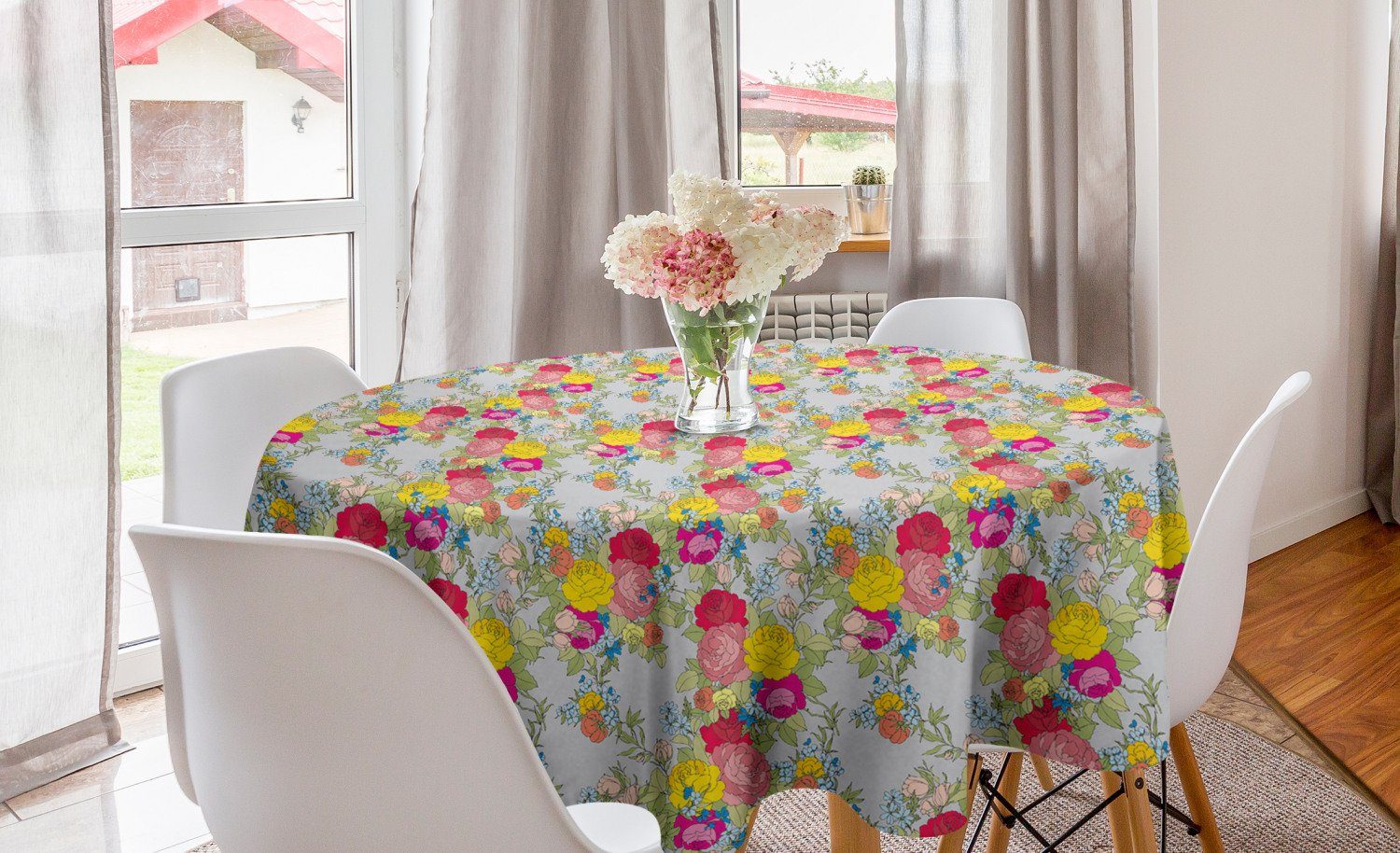Bunte Arrangement Abakuhaus Tischdecke Dekoration, Küche Abdeckung für Tischdecke Kreis Esszimmer Rosen Blumen