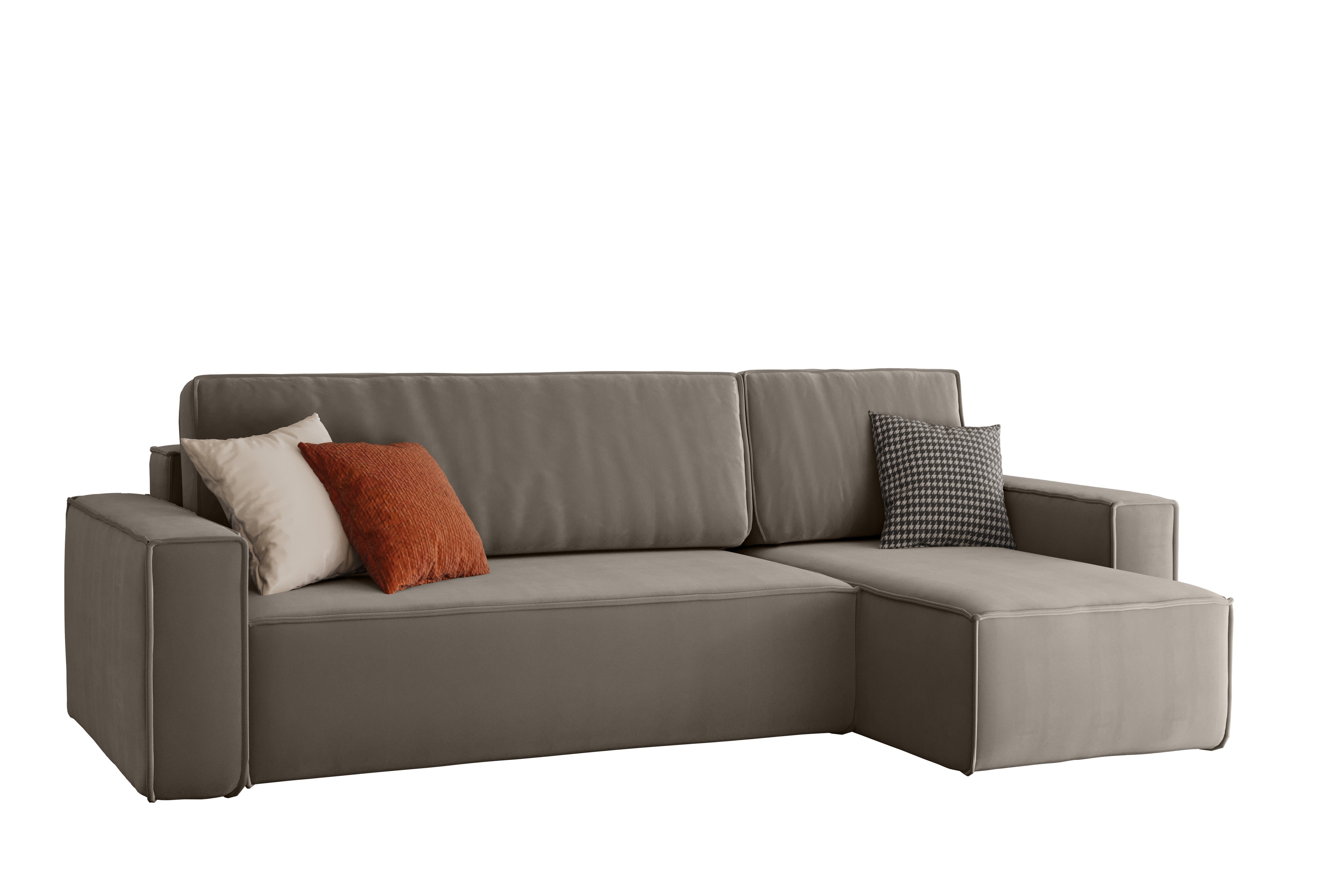 Friderik-EU Ecksofa KARL Ausklappbare Couch aus Samtstoff mit Bettkasten, mit Schlaffunktion Swing 3