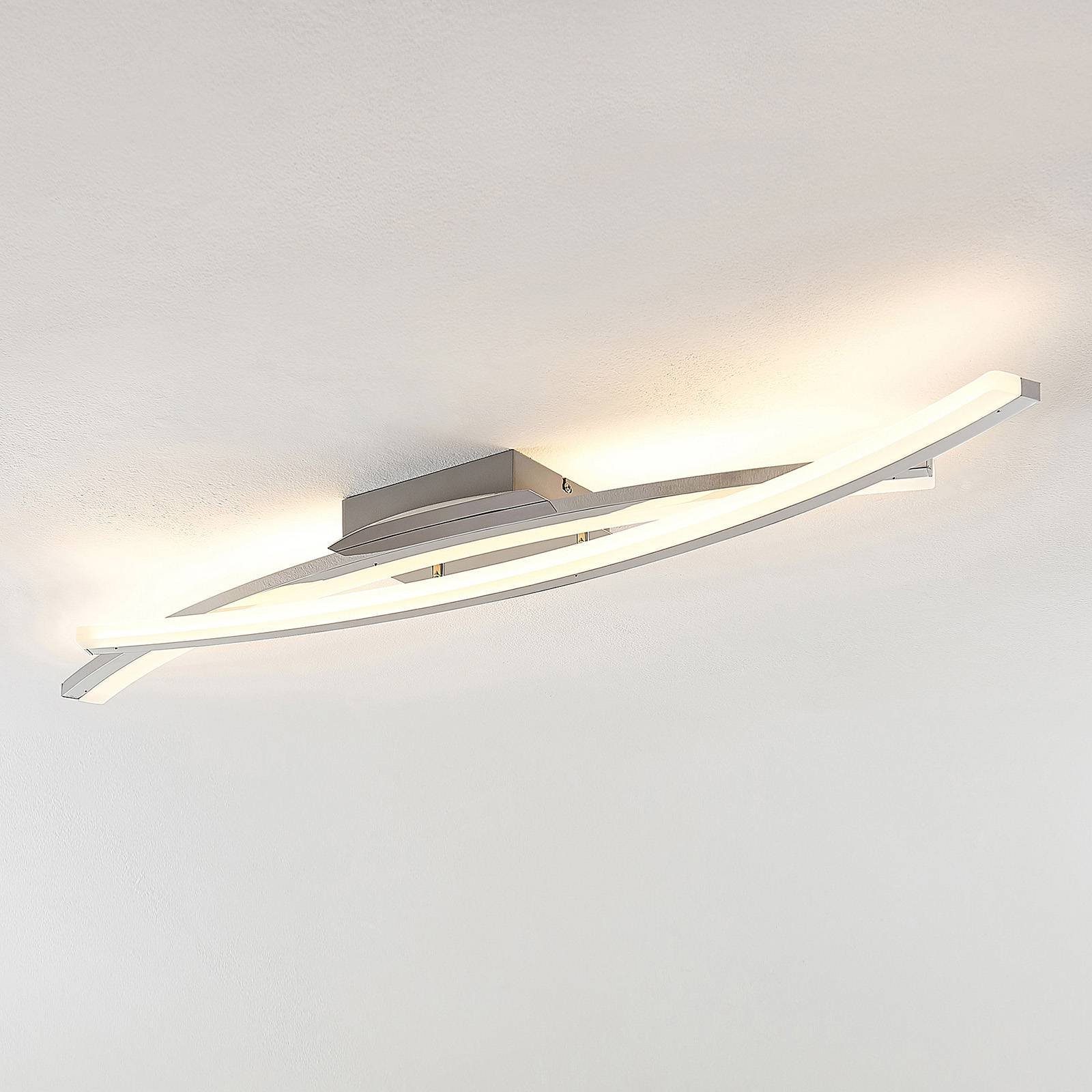 Lindby LED Deckenleuchte Elarit, dimmbar, LED-Leuchtmittel fest verbaut, warmweiß, Modern, Metall, Acryl, chrom, weiß, inkl. Leuchtmittel,dimmbar, LED