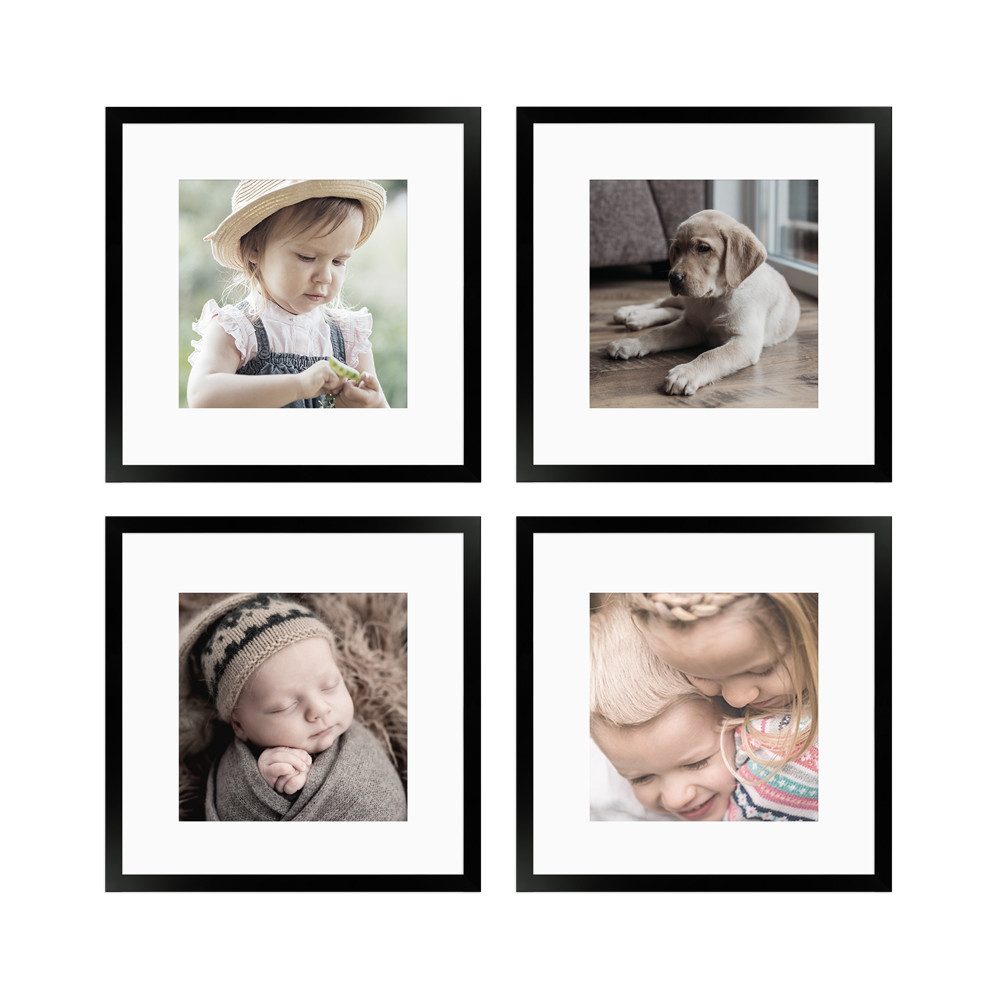 WANDStyle Bilderrahmen-Set H950, für 4 Bilder, Schwarz, aus Massivholz im Stil Modern