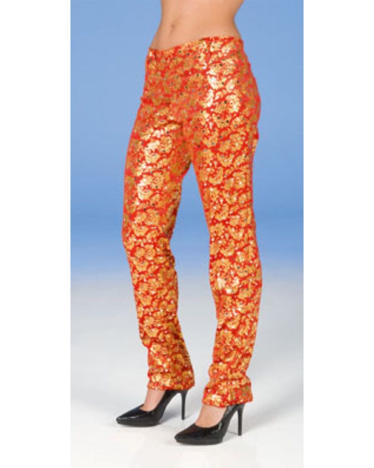 andrea-moden Kostüm Samt Leggings rot gold