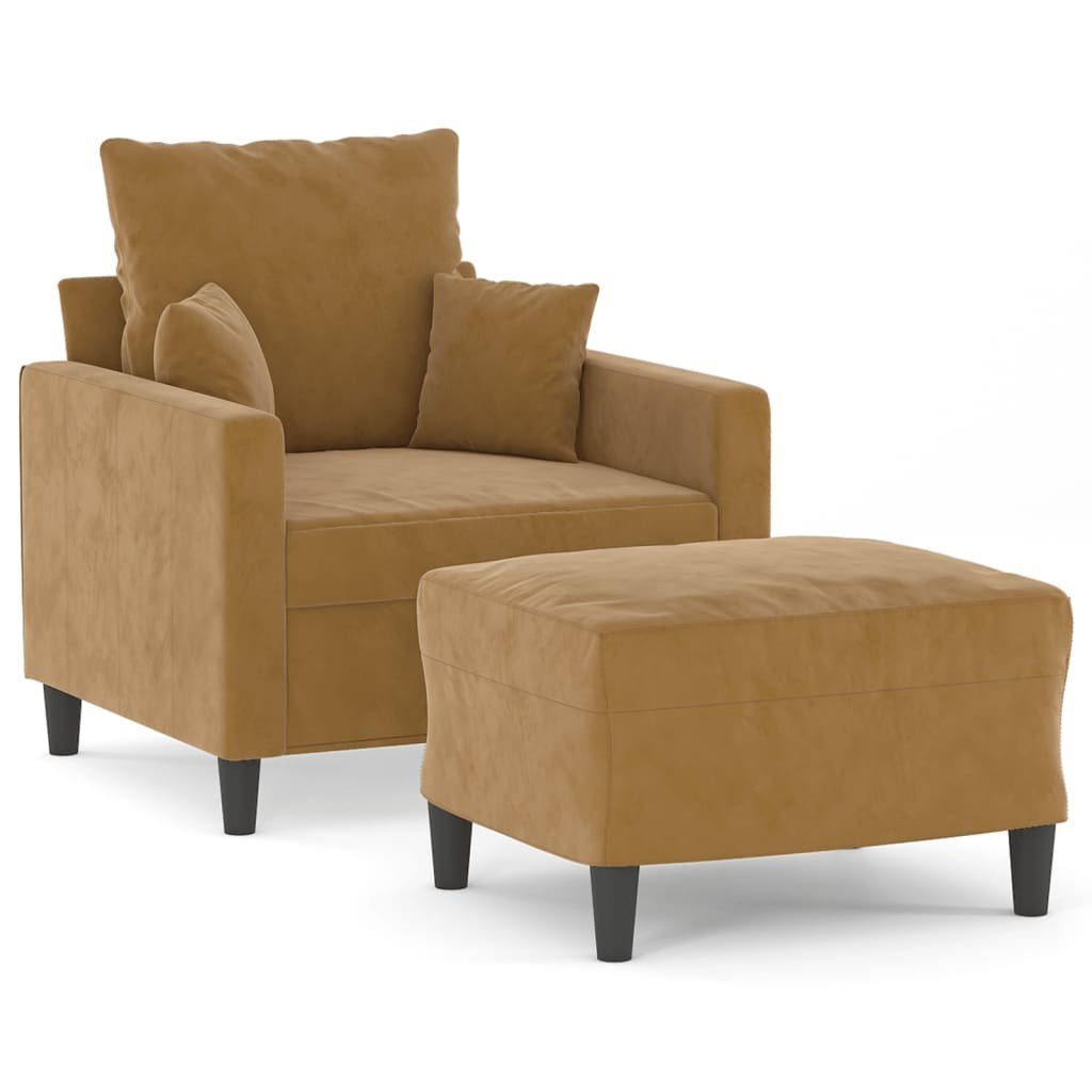 vidaXL Sofa Sessel mit Hocker Braun günstig online kaufen
