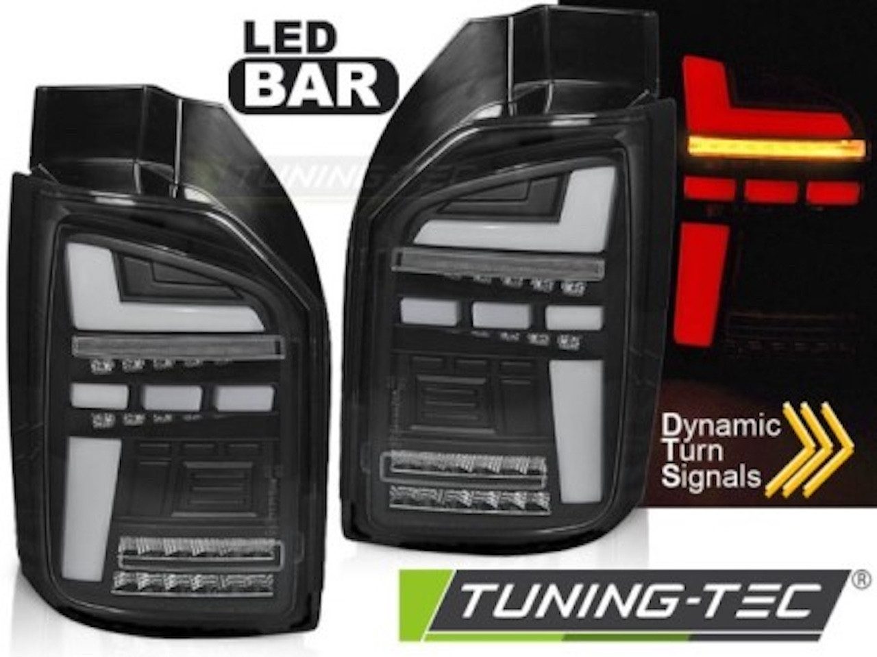 LLCTOOLS KFZ-Ersatzleuchte LED Rückleuchten Passend für Volkswagen T6 15–19 Schwarz LED Bar