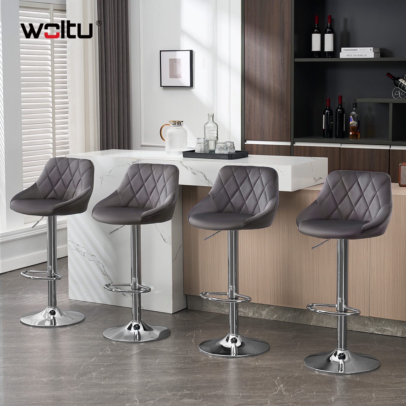 Woltu Barhocker (2 St), gepolsterte Sitzfläche, Höhenverstellbar Drehbar günstig online kaufen