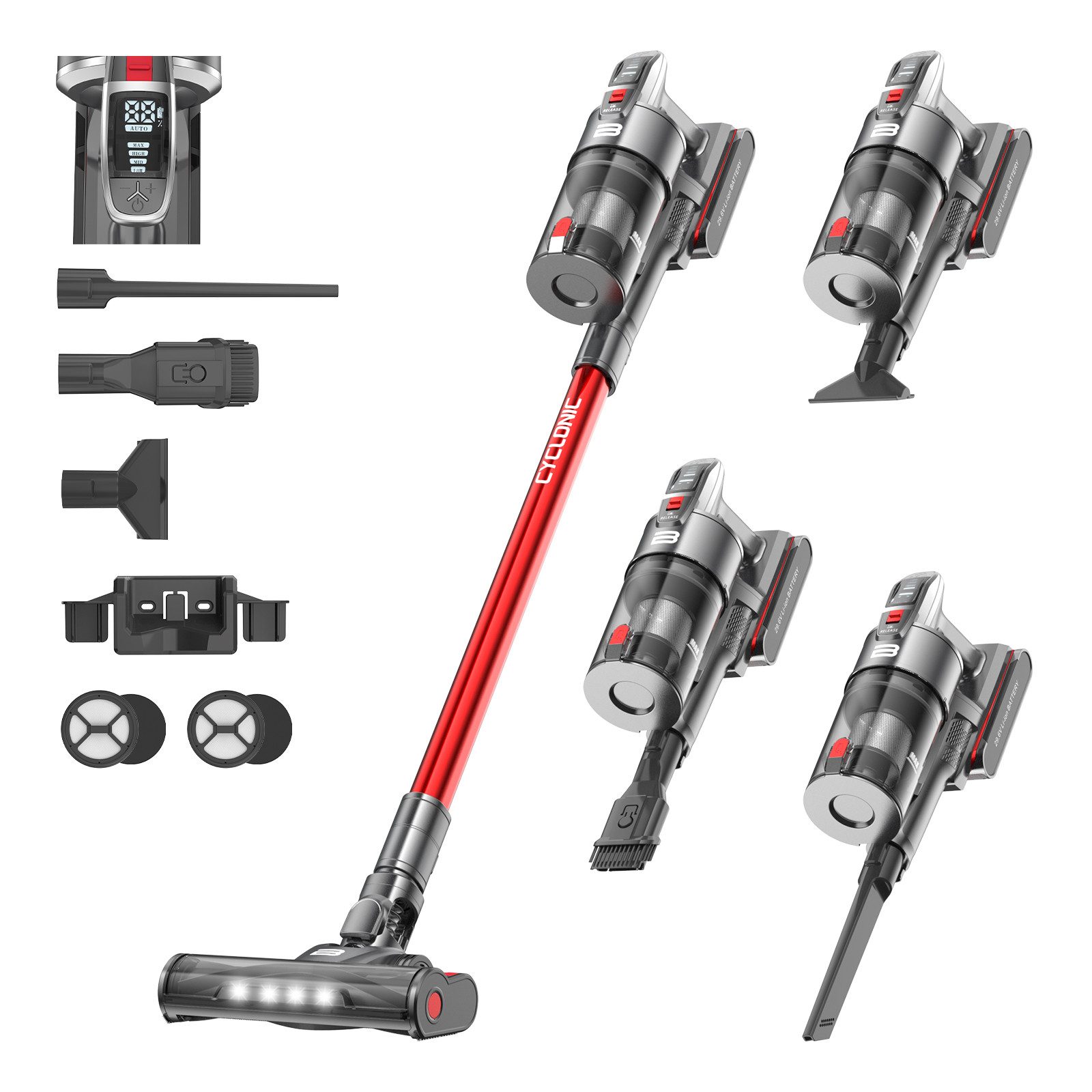 VISTEFLY Akku-Stielstaubsauger Hand-und Stielstaubsauger B6 Akku Staubsauger,70KPA, 500 W, Kabelloser Staubsauger, Staubsauger Kabellos,65 Min Laufzeit, 6-stufige Filtration