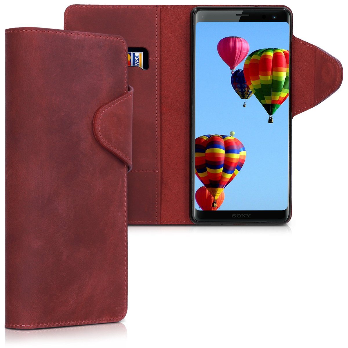 Kalibri Cover Portafoglio In Vera Pelle Per Sony Xperia XA1 Plus – Con Supporto E Porta Carte - 3