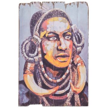 Aubaho Holzbild 2x Bild Wandtafel Holzbild Wandbild Massai Person Afrika Holz Antik-St