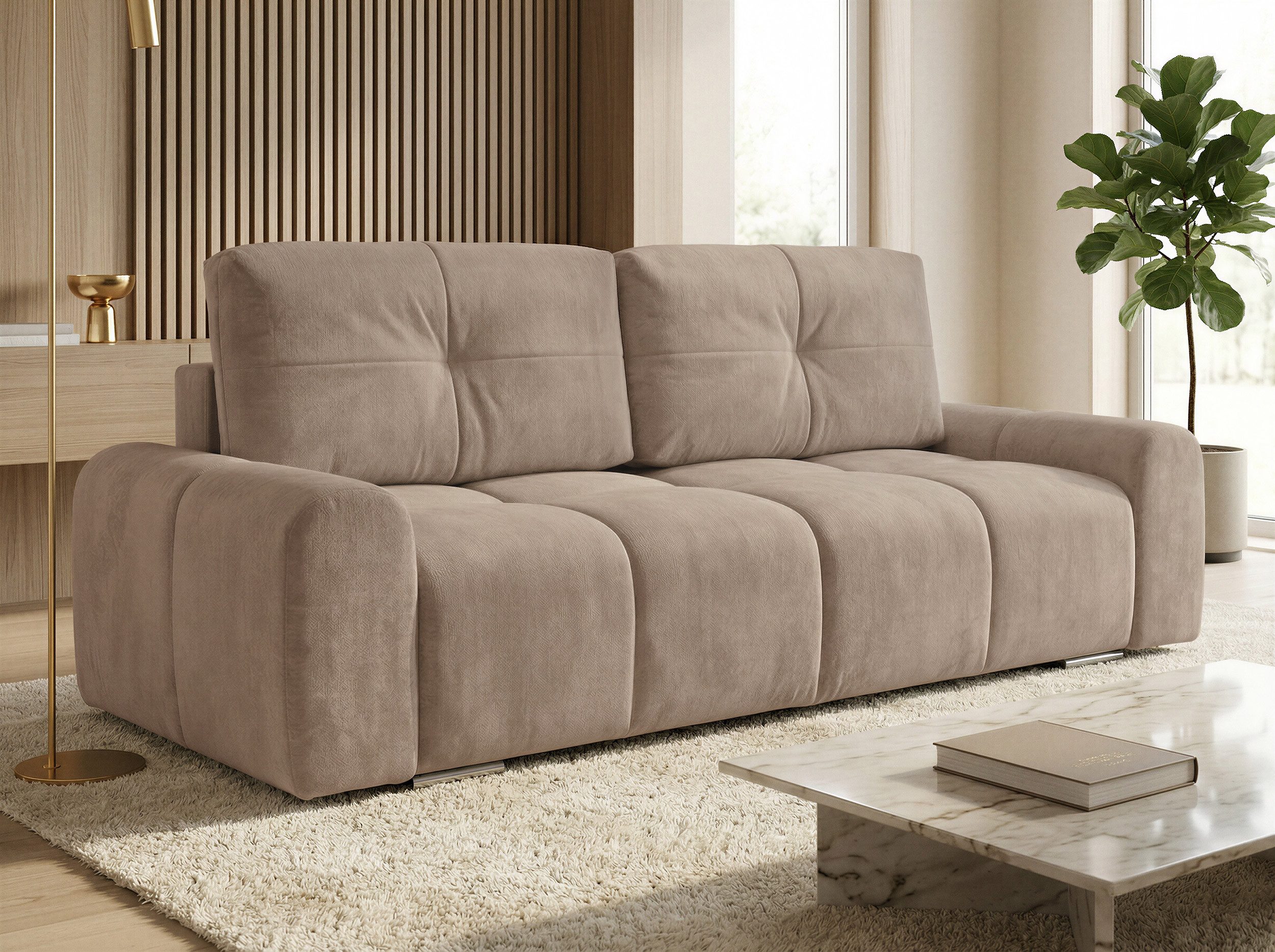 Sofnet Schlafsofa Fluffy, mit Schlaffunktion und Bettkasten, Bonellfederkern, Chenille-Bezug, große Schlaffläche 195x145 cm