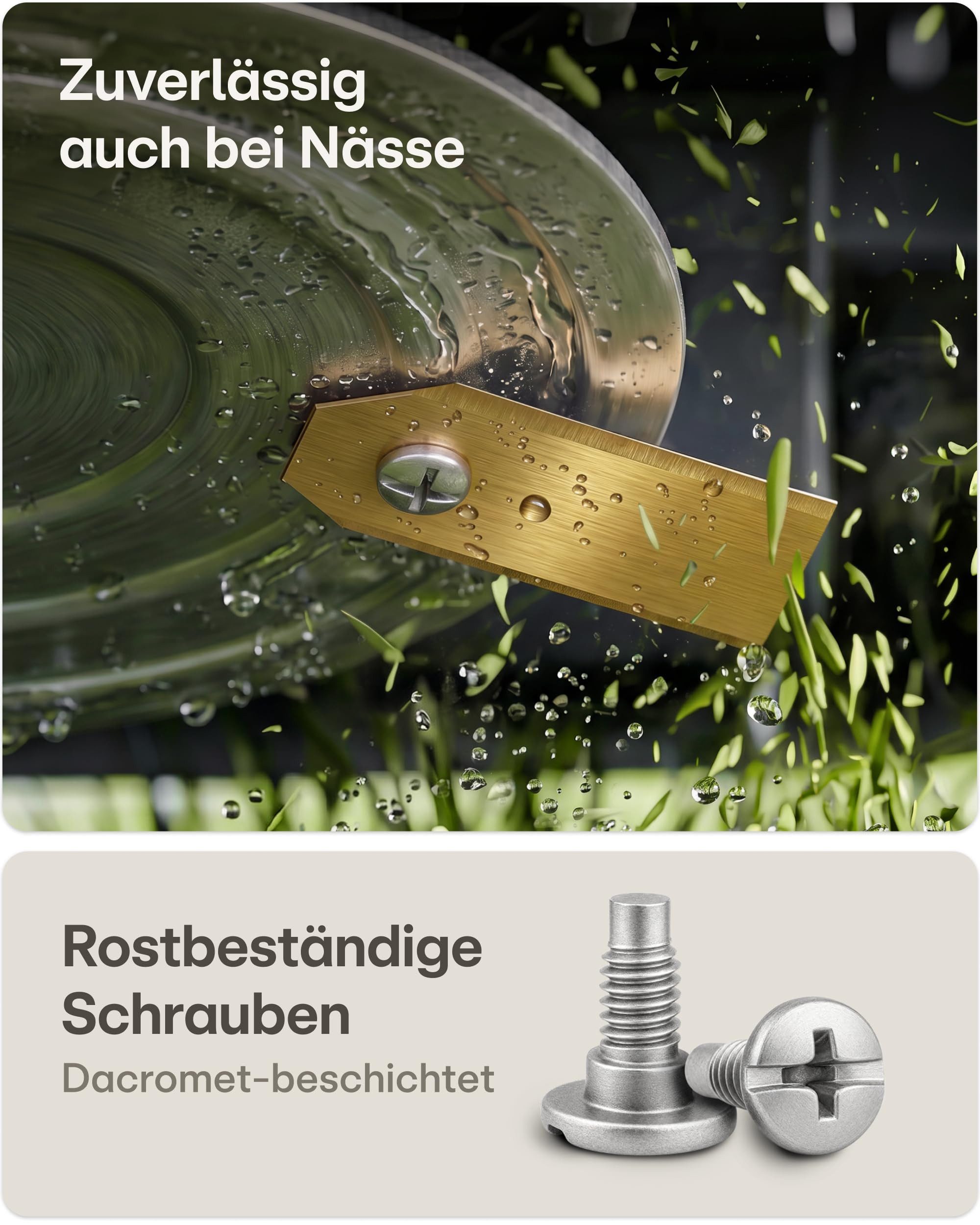Praknu Mährobotermesser Titan-Mährobotermesser Set 30 St. Edelstahl scharf inkl. Schrauben (30er Set, 30 St. Titan-Messer + 30 Schrauben + Box, Worx/LandXcape/E – Bild 5 von 5