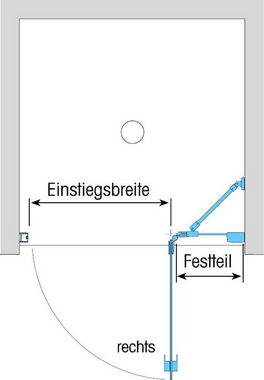 Dusbad Dusch-Drehtür Duschkabine/ Duschabtrennung Dusbad Vital 1 Dusche/ Glastür für Duschnische/ Drehtür Rechts, 1000mm, 100x200 cm, ESG-Glas