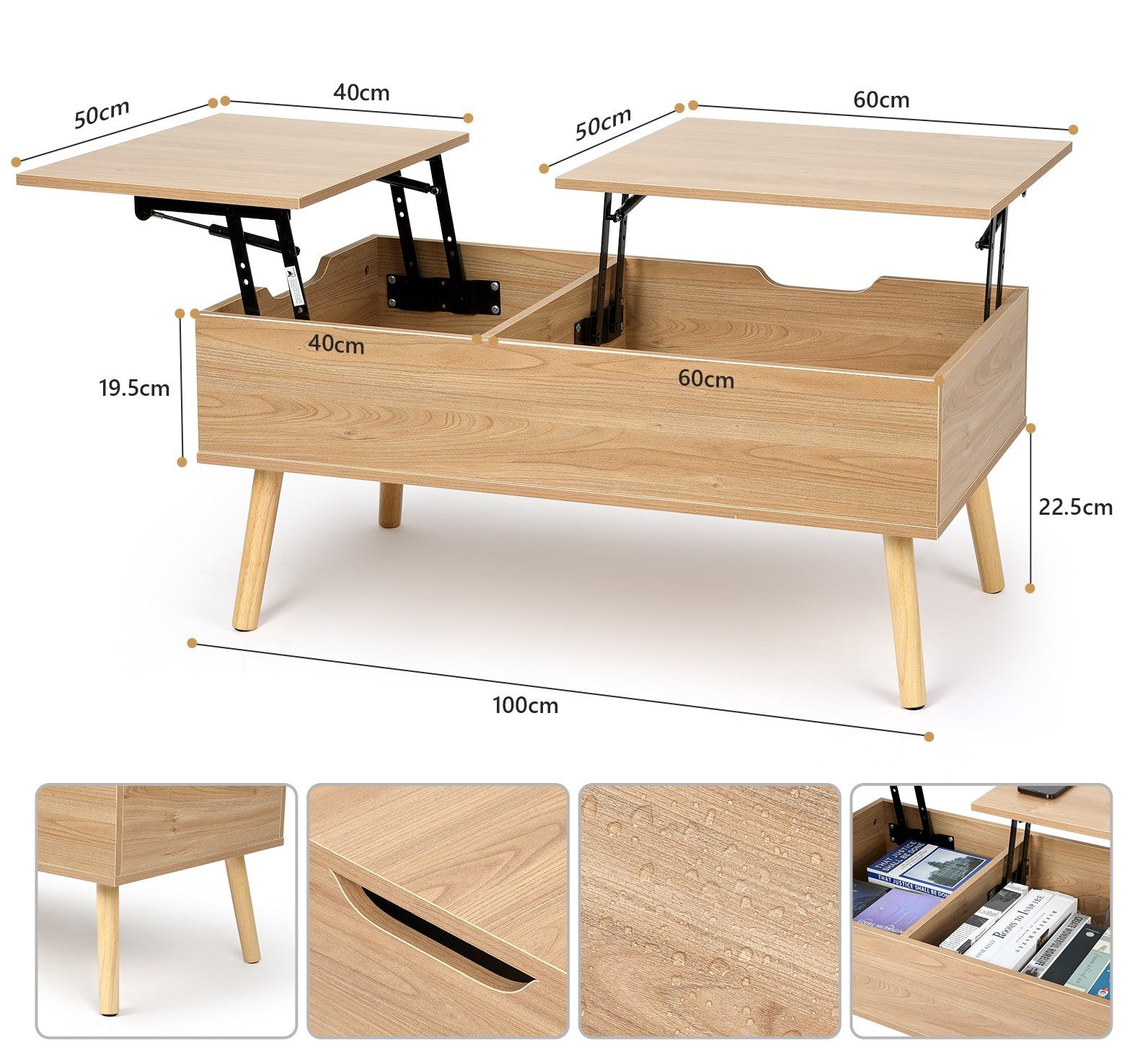 VOWNER Couchtisch Höhenverstellbarer, Wohnzimmertisch, Beistelltisch, Verse günstig online kaufen