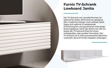 Furnix TV-Schrank JANITA-160 Fernsehschrank mit Lamellenfront TV-Hängeschrank modernes aktuelles Design, 160 x 34 x 40 cm