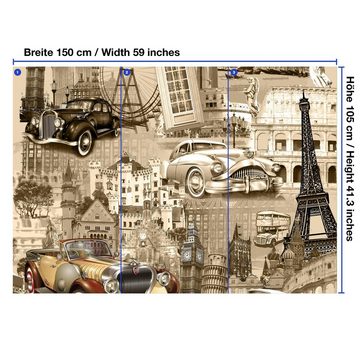 wandmotiv24 Fototapete Auto klassiker Städte Europa vintage, glatt, Wandtapete, Motivtapete, matt, Vliestapete