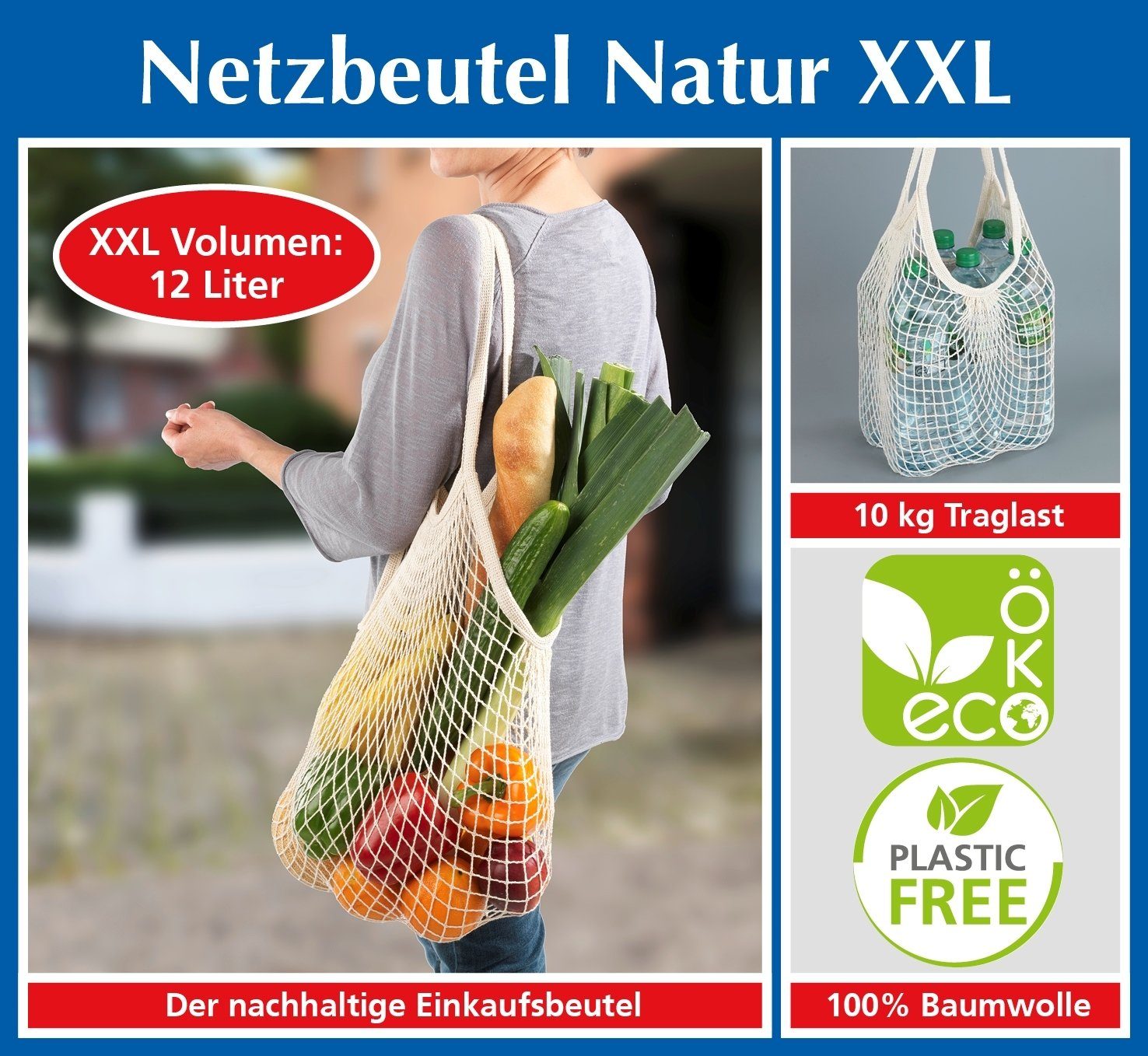 WENKO Einkaufsbeutel Wenko Netzbeutel Natur XXL Maße ca.: 72 x 40 cm, 12.00 günstig online kaufen