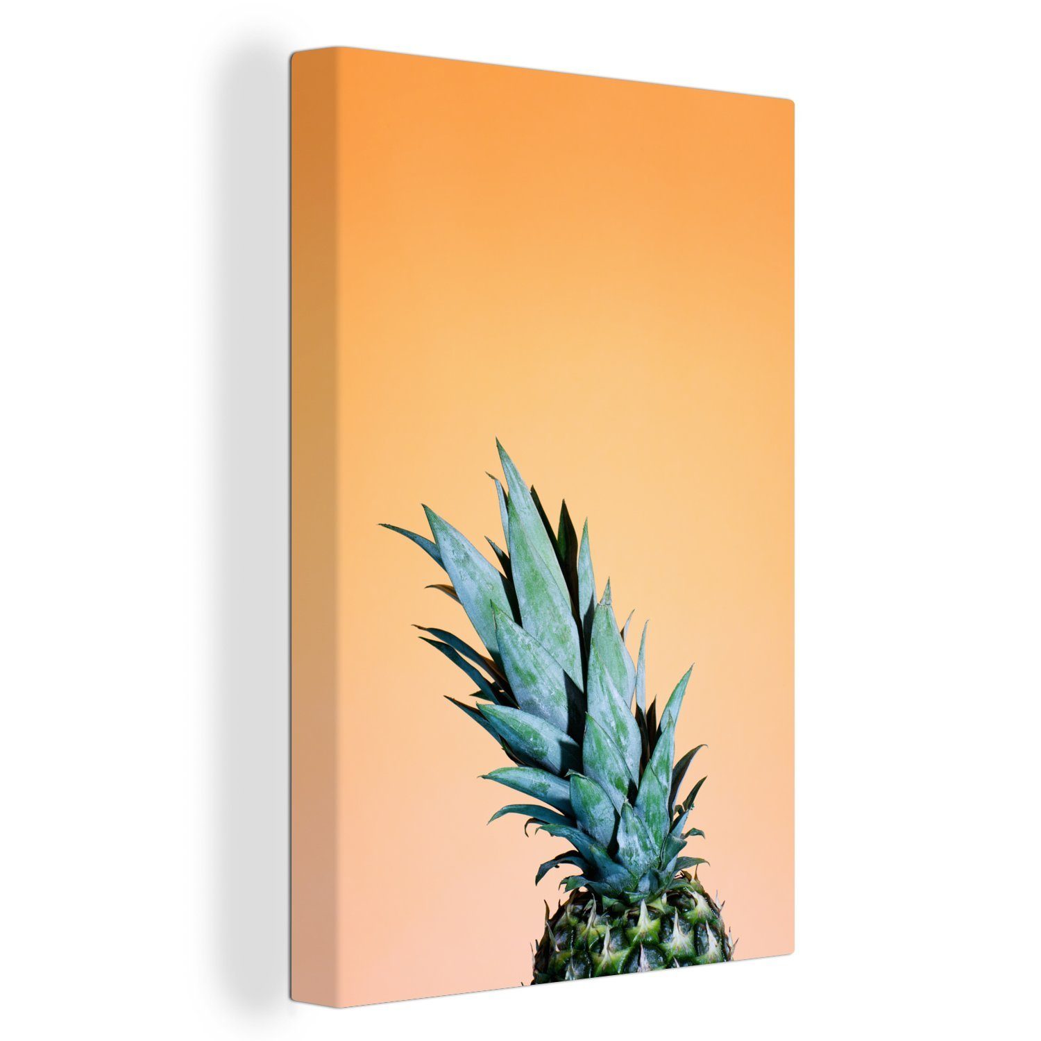 OneMillionCanvasses® Leinwandbild Ananas - Obst - Orange, (1 St), Leinwandbild fertig bespannt inkl. Zackenaufhänger, Gemälde, 20x30 cm
