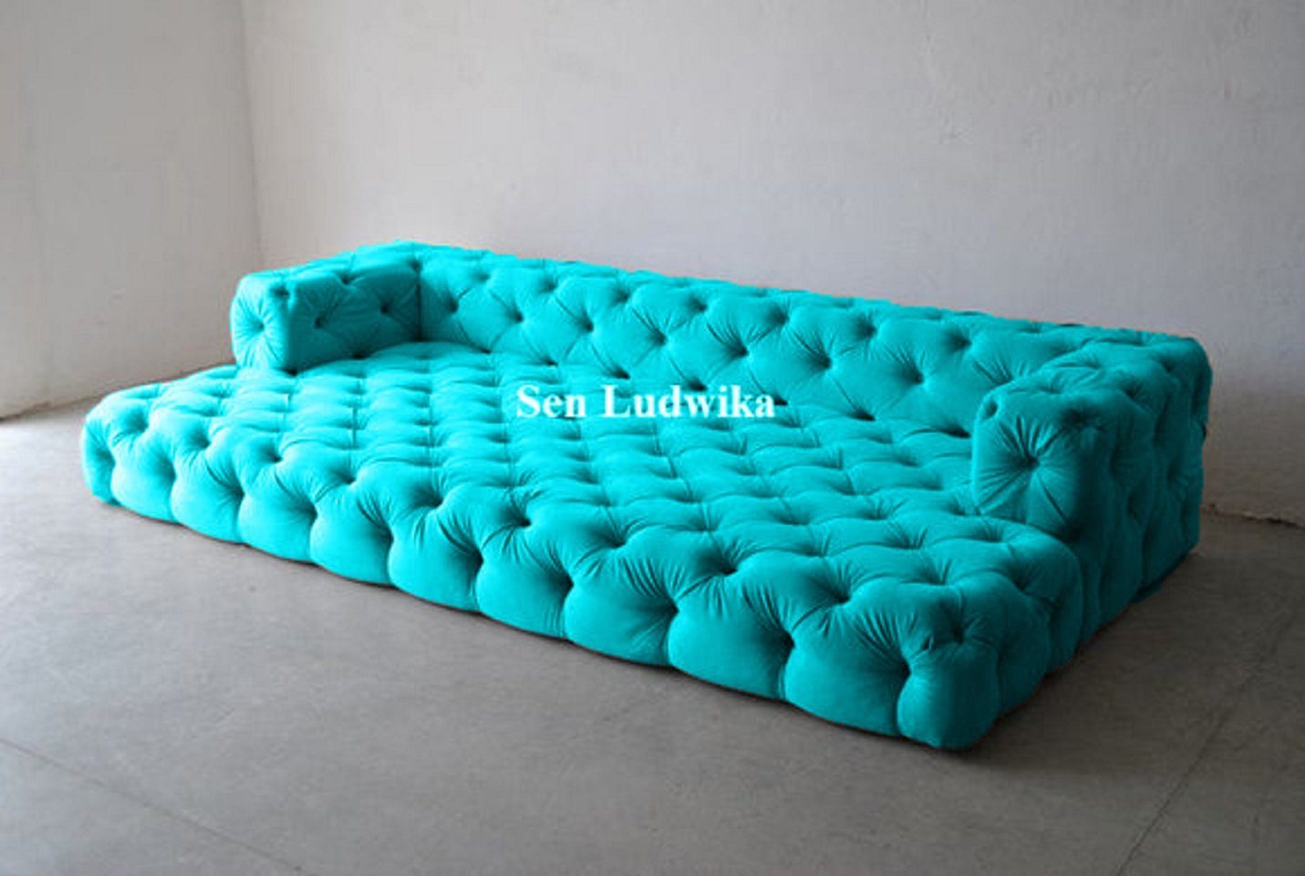 Sofagarnitur Mit xxl Blau JVmoebel Big Sofa 5-Sitzer Design 1 Big-Sofa Chesterfield Chesterfield-Knöpfen Teile, Polster Sofas,