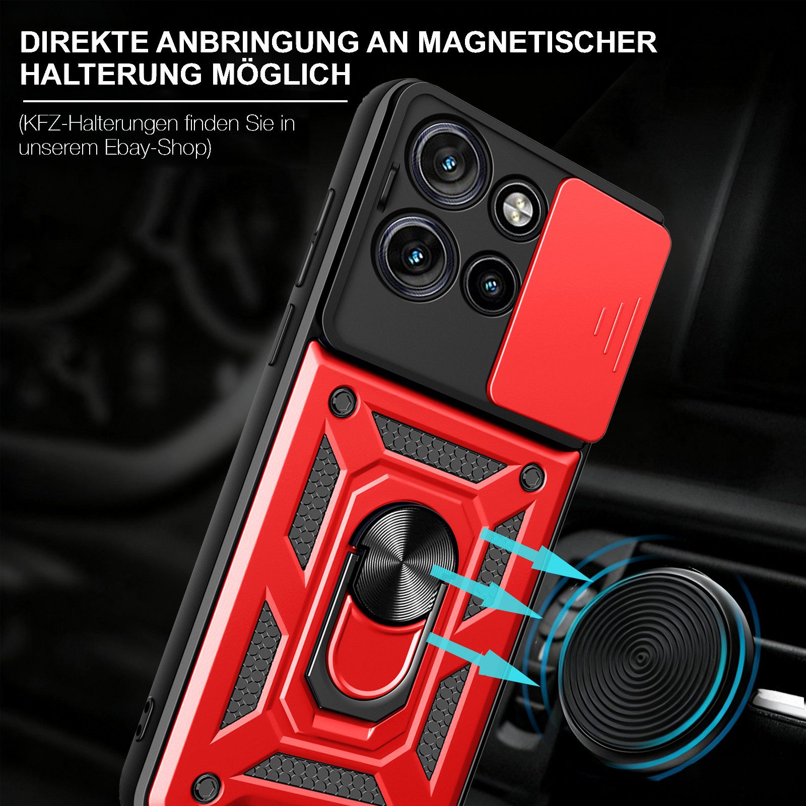 betterfon Handyhülle für Motorola Edge 50 Neo Hülle Schutzhülle mit Kameraschutz, Outdoorhülle mit Ringhalter, Silikonkern & präziser Passform