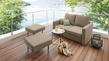 DOMO collection Sofa Slunce für Terrasse, Garten und Balkon, für Outdoor geeignet, Raumwunder, 2-Sitzer mit 2 Hockern