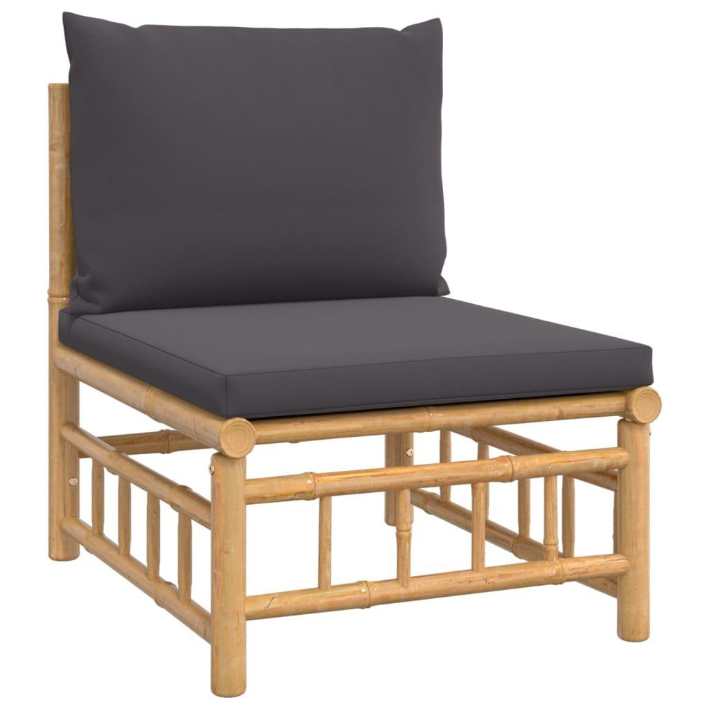 vidaXL Sofaelement Garten-Mittelsofa mit Dunkelgrauen Kissen günstig online kaufen