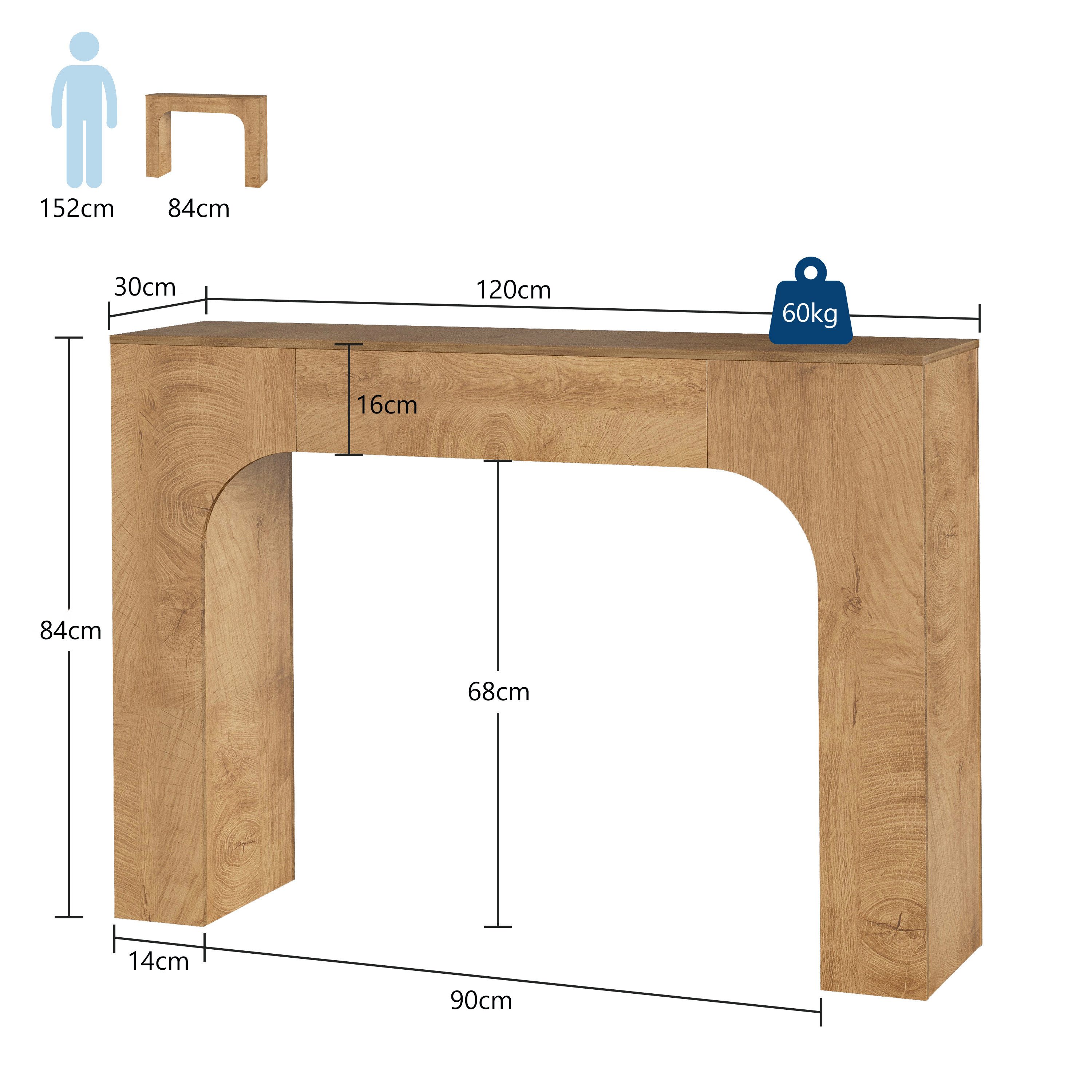 GarveeMore Konsolentisch 120/160cm Flurtisch Sofatisch, MDF-Material und Kippsicherung – Bild 2 von 5