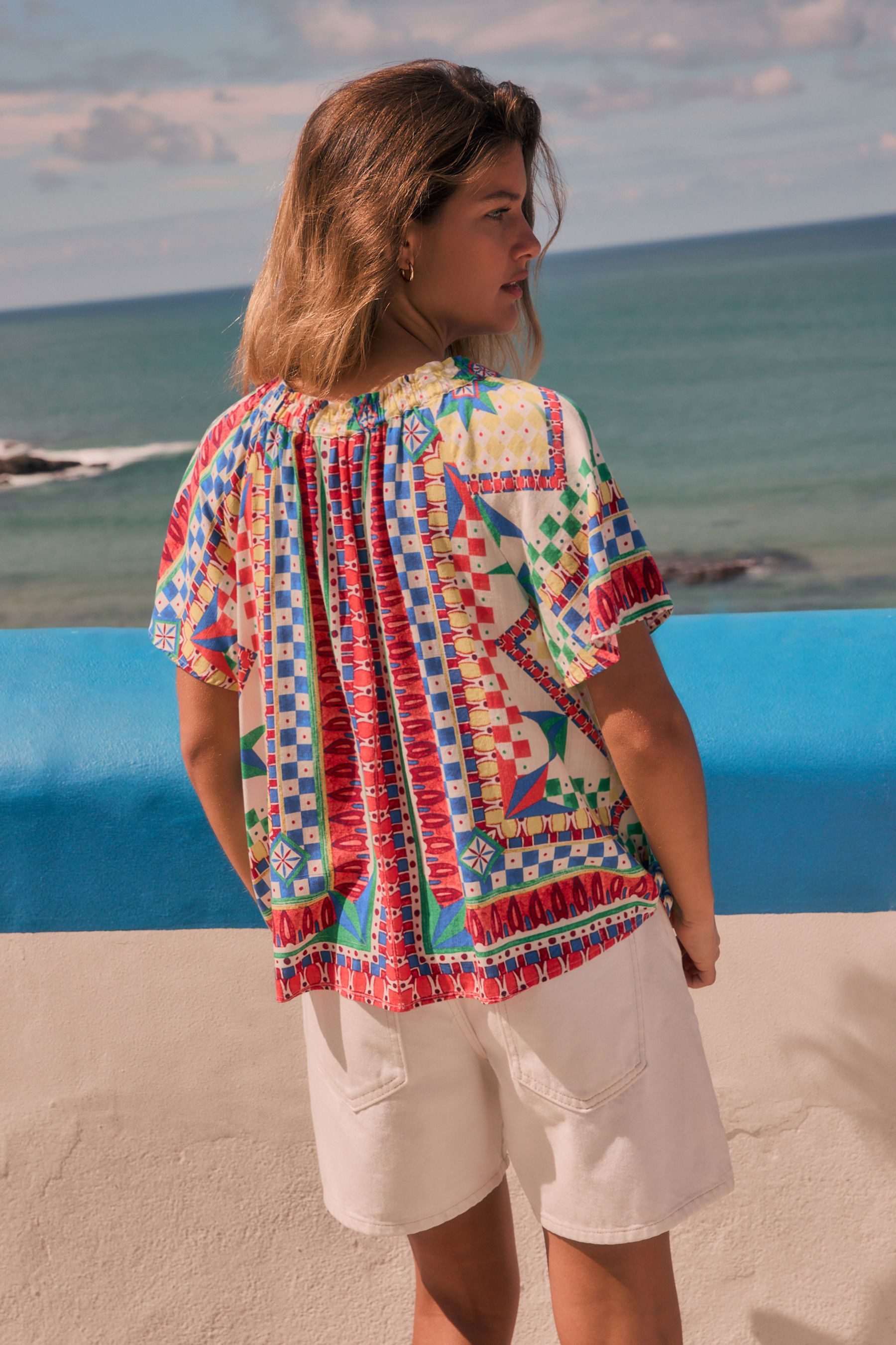 Next Blusenshirt Kurzärmliges Bardot-Oberteil mit Neckholder günstig online kaufen