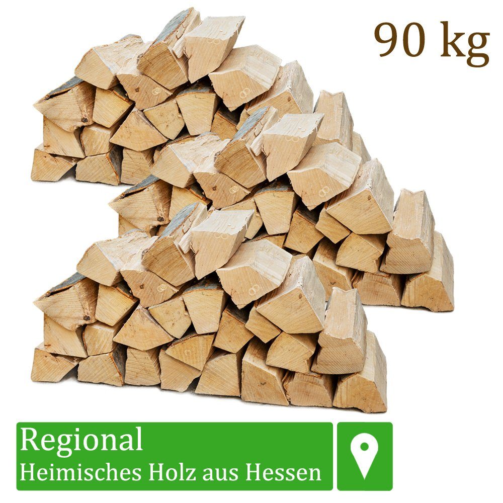Flameup Kaminholz Brennholz Kaminholz Holz 90kg Ofen Kamin Kaminofen Grill Buche 25 cm, 90 kg