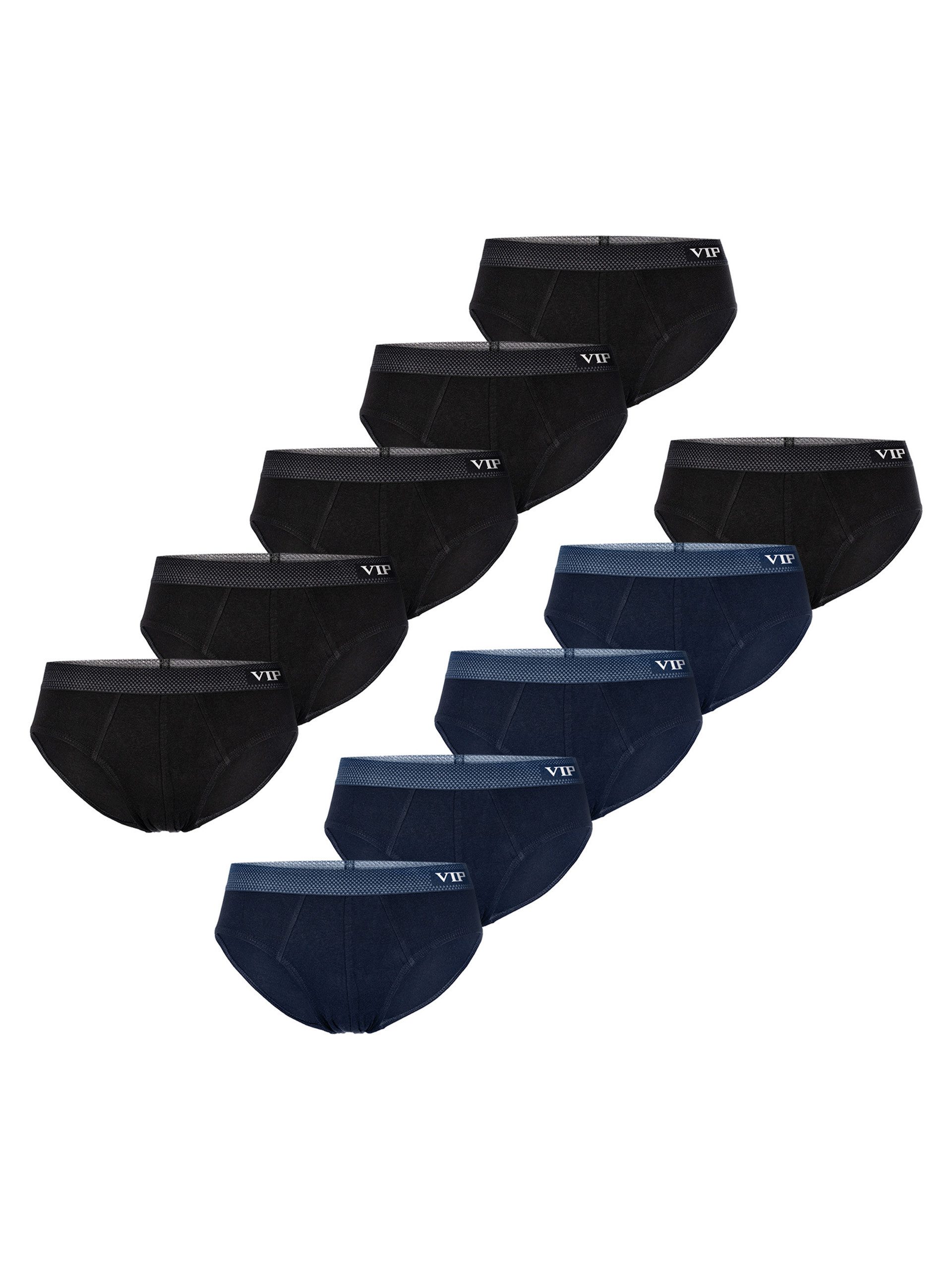 VIP Slip Premium Jersey Stretch - 10er Set - klassische Unterhosen (10-St) Unterwäsche Männer Herren Uni Baumwoll-Mix (95% Baumwolle) 10-Pack