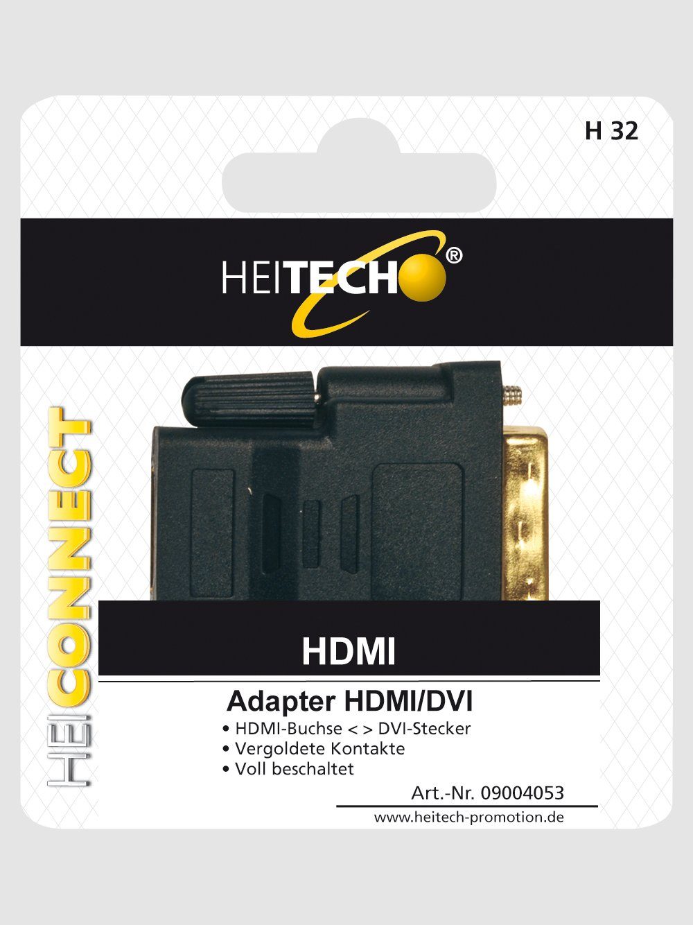 HEITECH DVI - HDMI - Adapter, DVI-Stecker<>HDMI-Buchse, vergoldete Kontakte HDMI-Adapter