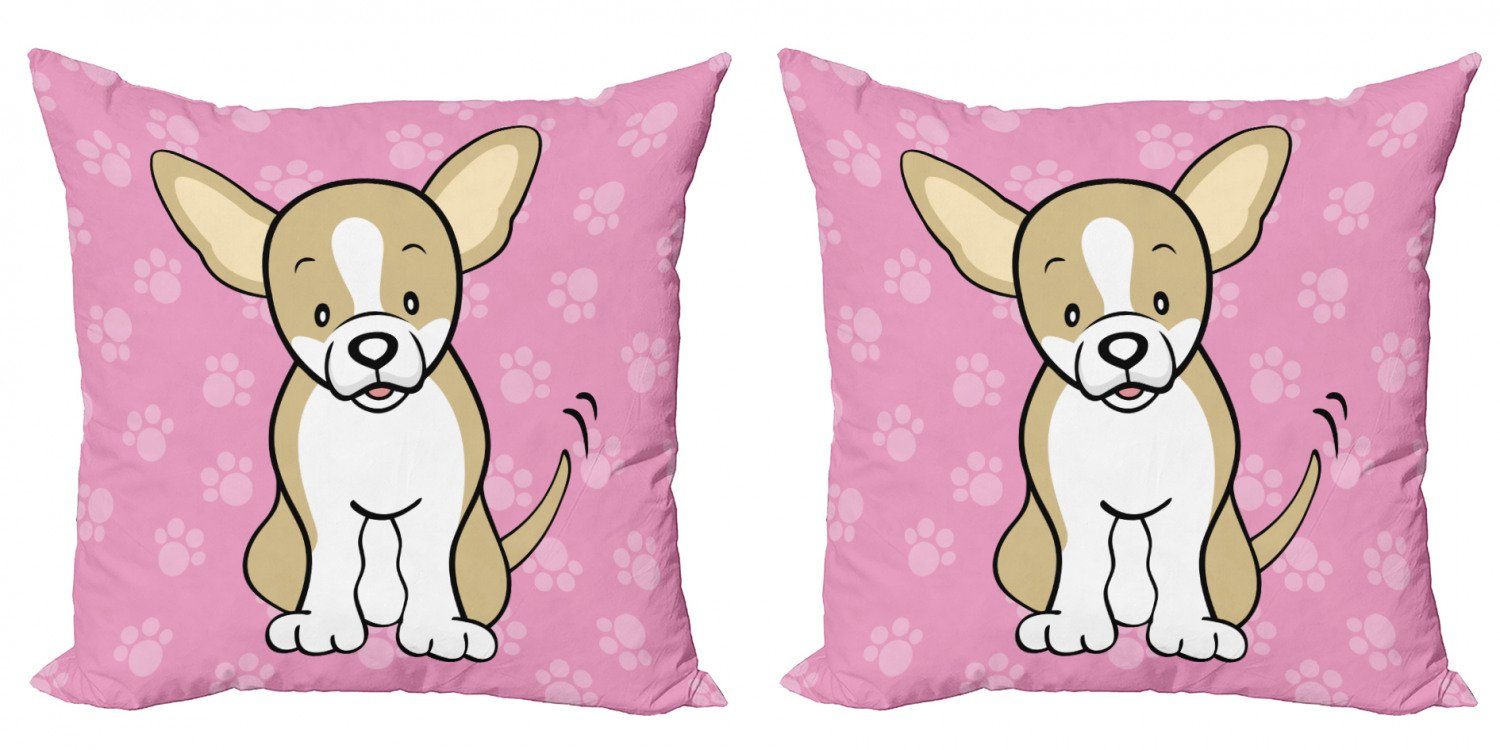 Modern (2 Chihuahua Accent Doppelseitiger Stück), Abakuhaus Kissenbezüge Digitaldruck, Cartoon-Hund