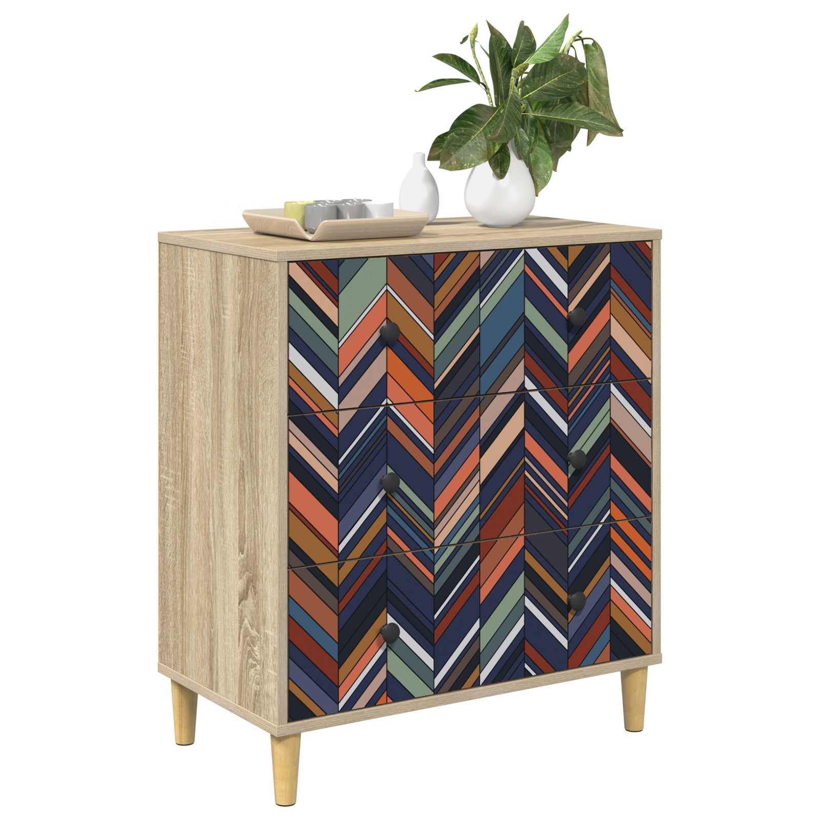 vidaXL Kommode 66 x 36,5 x 75 cm Kommode Schubladenschrank Sideboard OMMEN Geometrisc