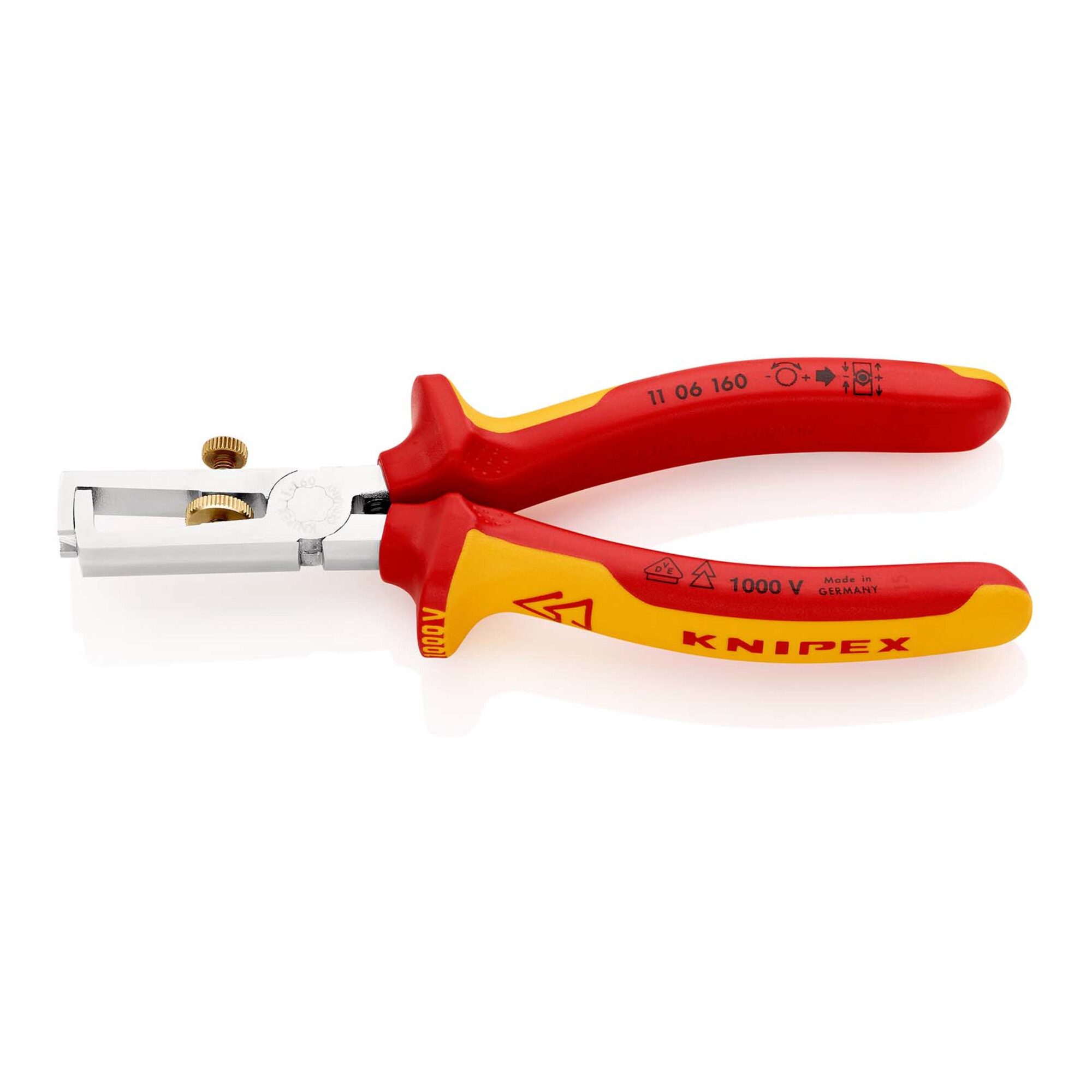 Knipex Abisolierzange KNIPEX 11 06 160 Abisolierzange mit Öffnungsfeder, universal isoliert