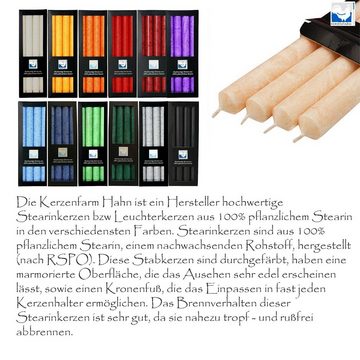Kerzenfarm Hahn Tafelkerze 8er Farben Set (2x4) Stabkerze, Ø 2,5 x 25 cm, dunkelrot & elfenbein