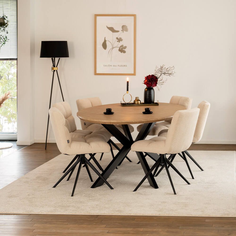 HOME DELUXE Esstisch Oval AVENTIS inkl. Sternfuß 200 x 120 cm günstig online kaufen