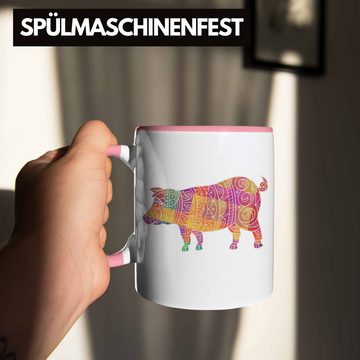 Trendation Tasse Trendation - Schwein Tasse Geschenk Bauern Schweine Polygon Grafik Ferkel