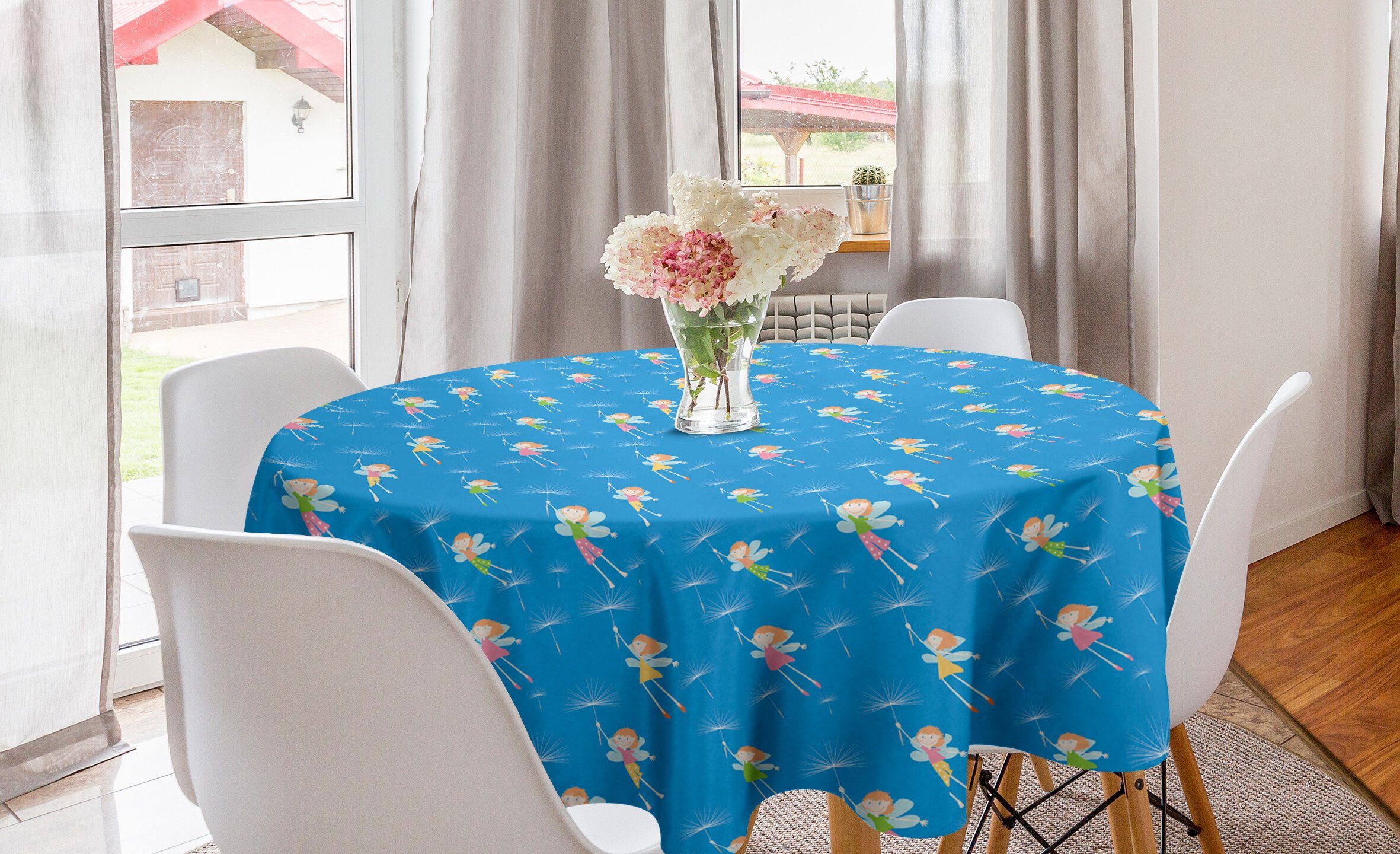 Abakuhaus Tischdecke Kreis Dekoration, Küche Abdeckung in Esszimmer Kinder für den Himmel Feen Tischdecke