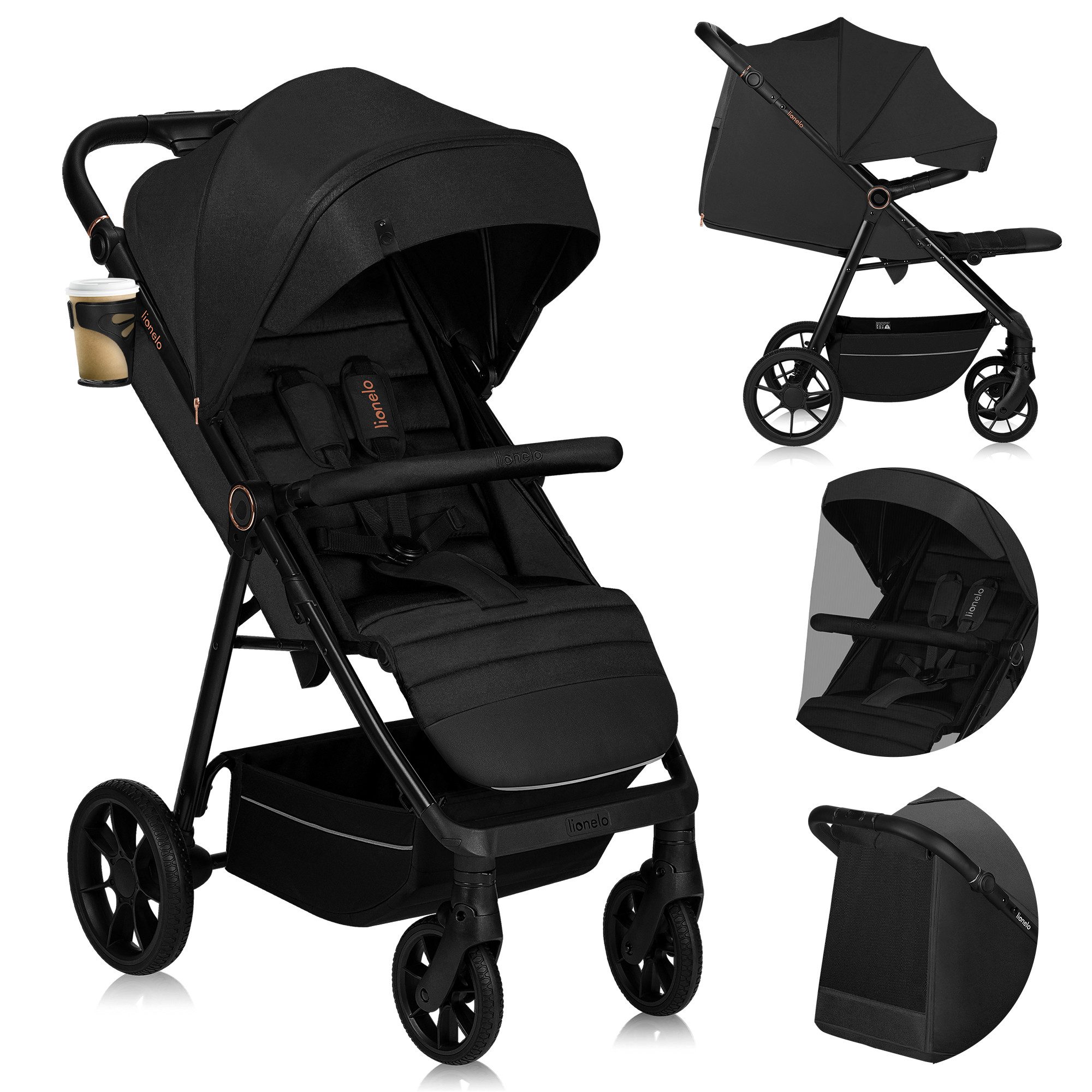 lionelo Kinder-Buggy MIRRA, (Set), PU-Allterrainräder/UPF50+/92cmLiegefläche/verstellbarerGriff