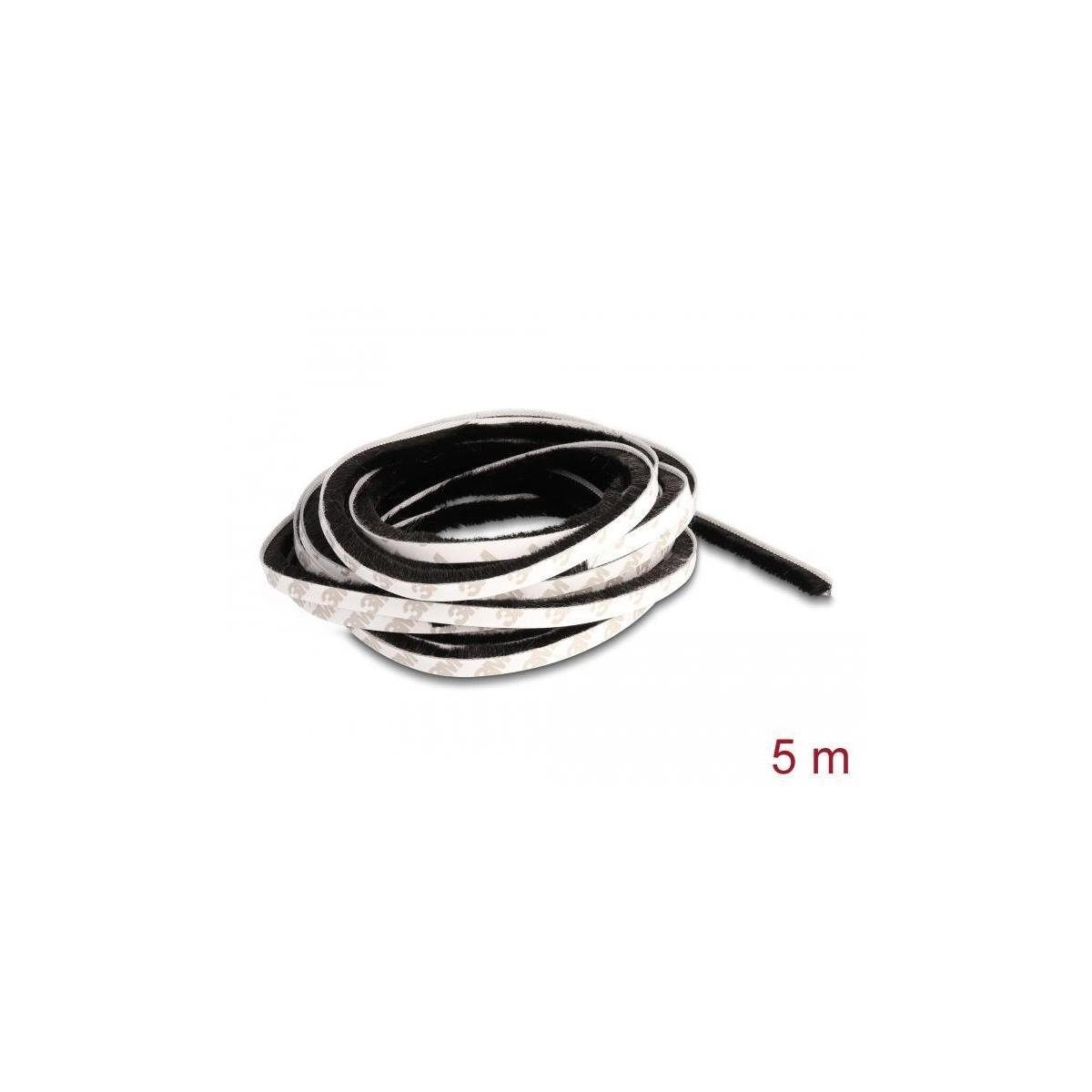 Delock Kabelverbinder-Sortiment 66893 - Bürstenstreifen selbstklebend 8 mm - Länge 5 m schwarz