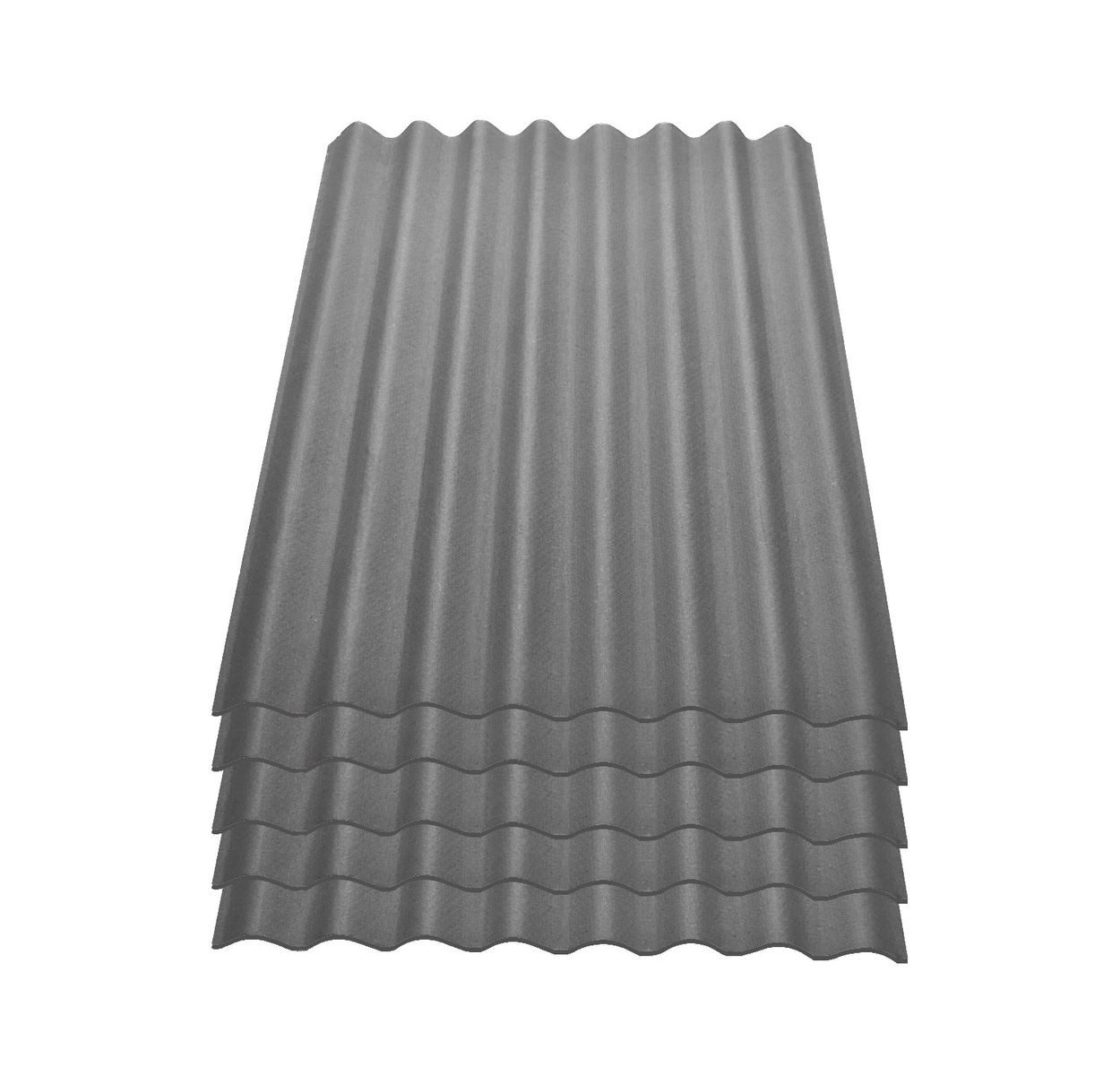 Dachpappe 5er Pack Dachplatte Easyline® Wellplatte Gartenhaus, Farbe: grau