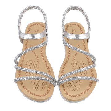 Ital-Design Damen Freizeit Riemchensandalette (85960186) Keilabsatz/Wedge Keilsandaletten in Silber