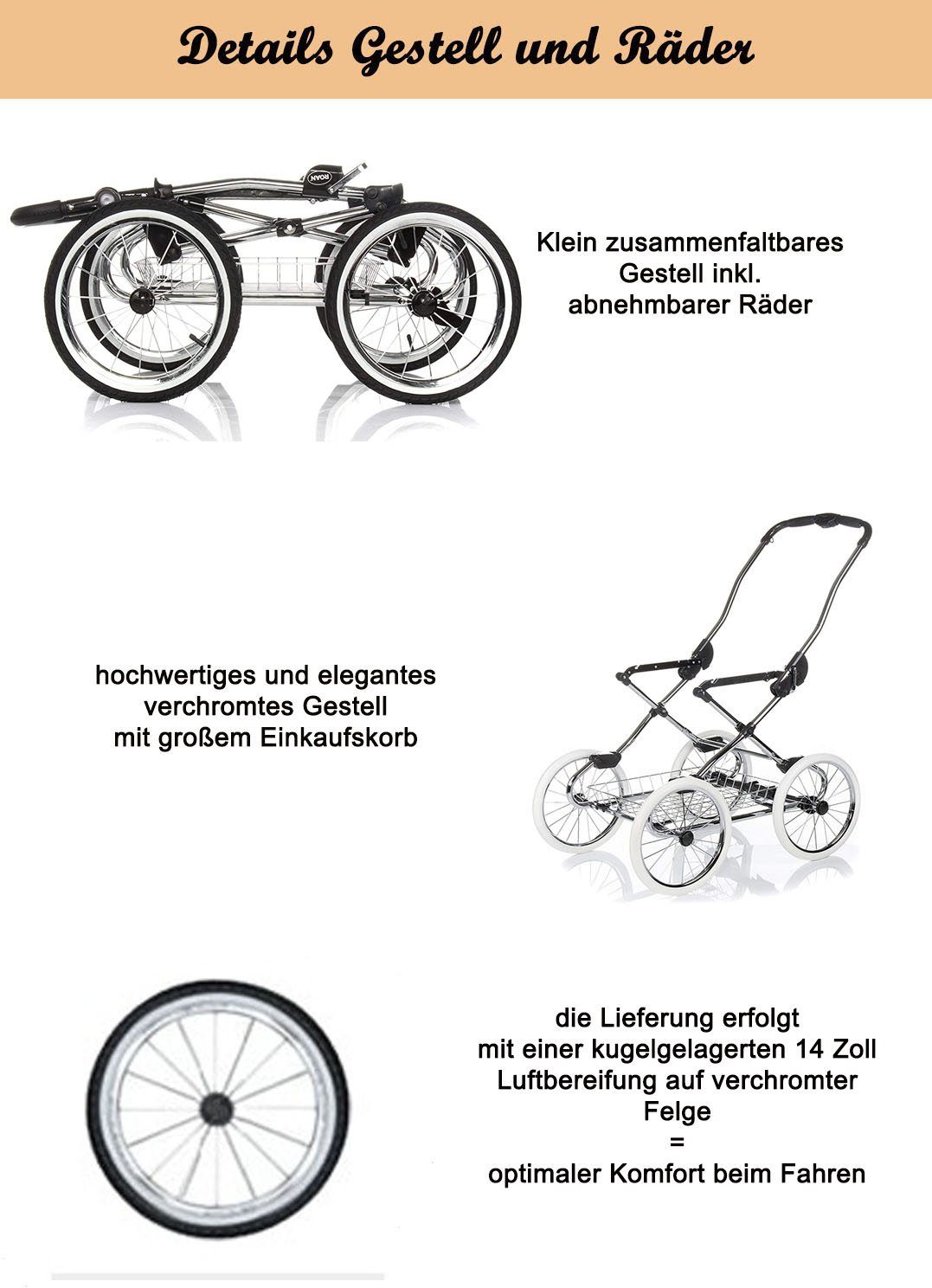 (E-64) Grau-Weiß Kombi-Kinderwagen 1 Teile Roan in Emma - 7 in 11 - 2 Designs