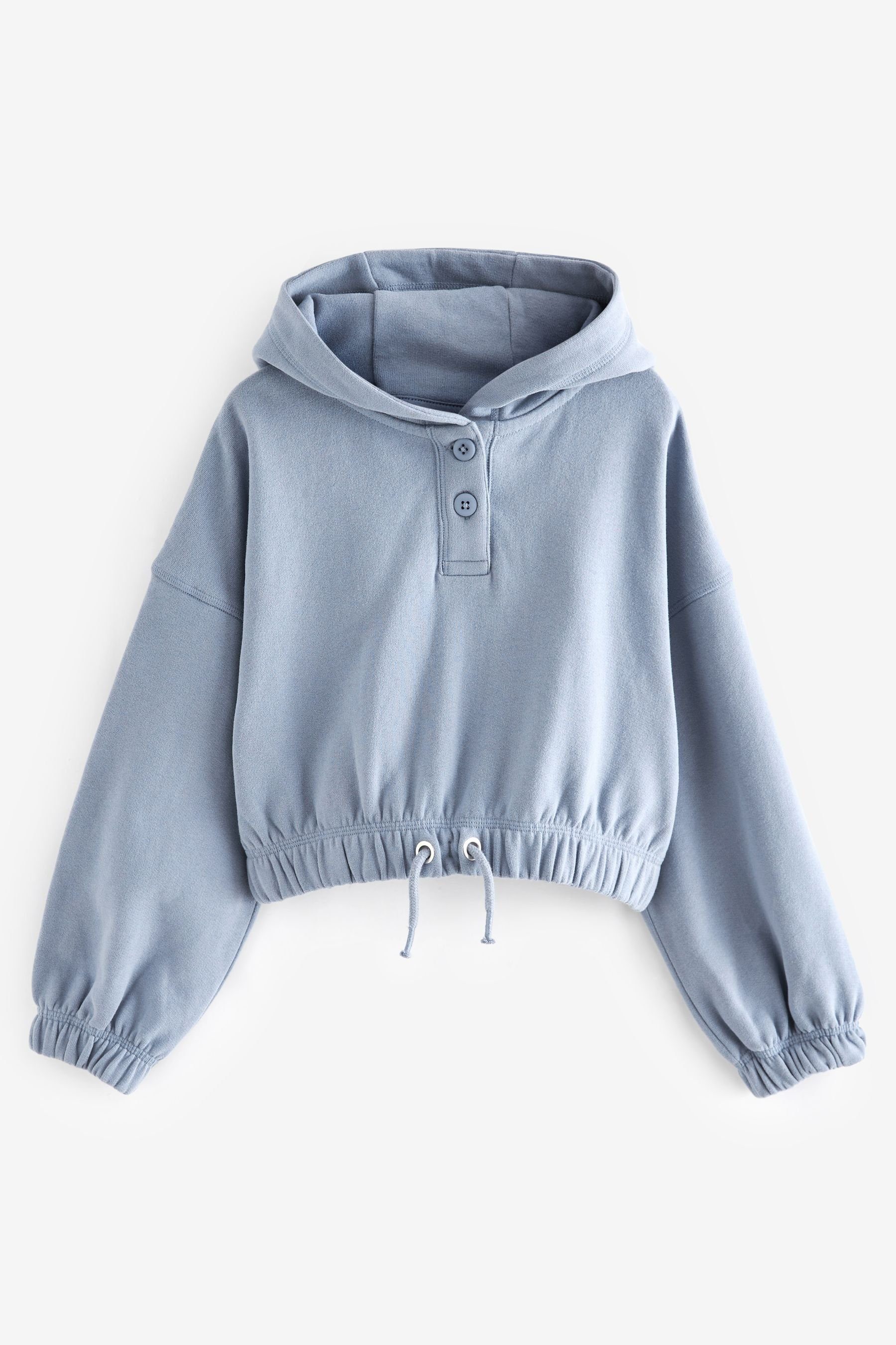 Next Kapuzensweatshirt Verkürztes Hoodie mit Knopfleiste (1-tlg) Blue