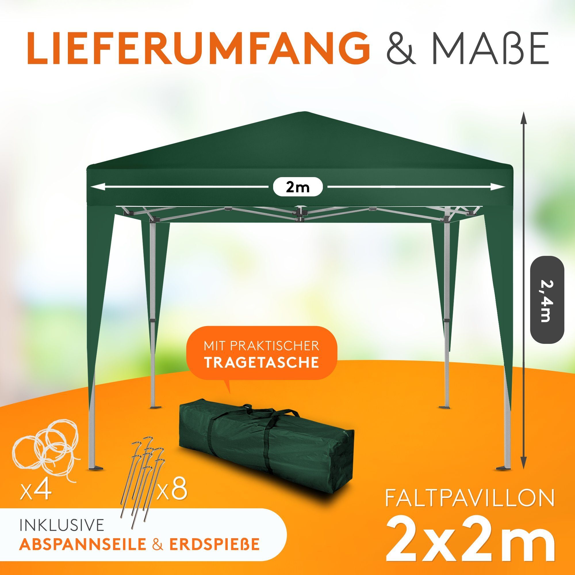 Kronenburg Partyzelt Faltpavillon 2x2 m wasserdicht günstig online kaufen
