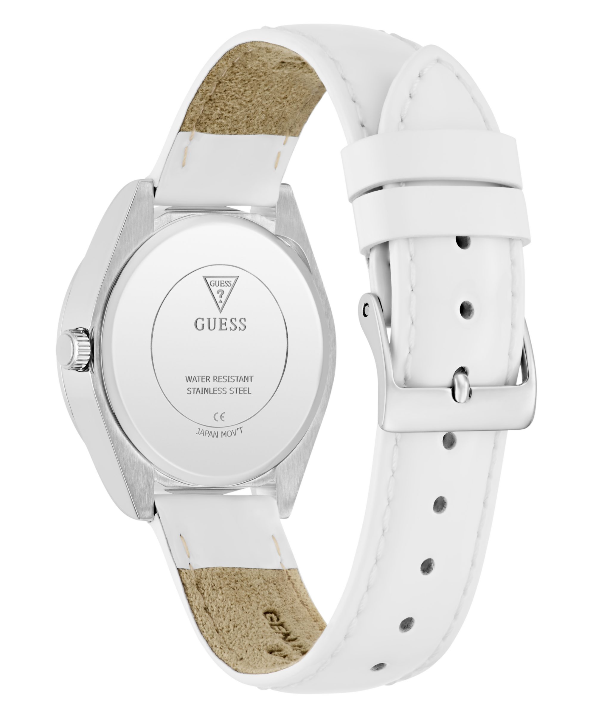 Guess Quarzuhr BOA GW0989L1, Armbanduhr, Damenuhr, Lederarmband, Kristallsteine