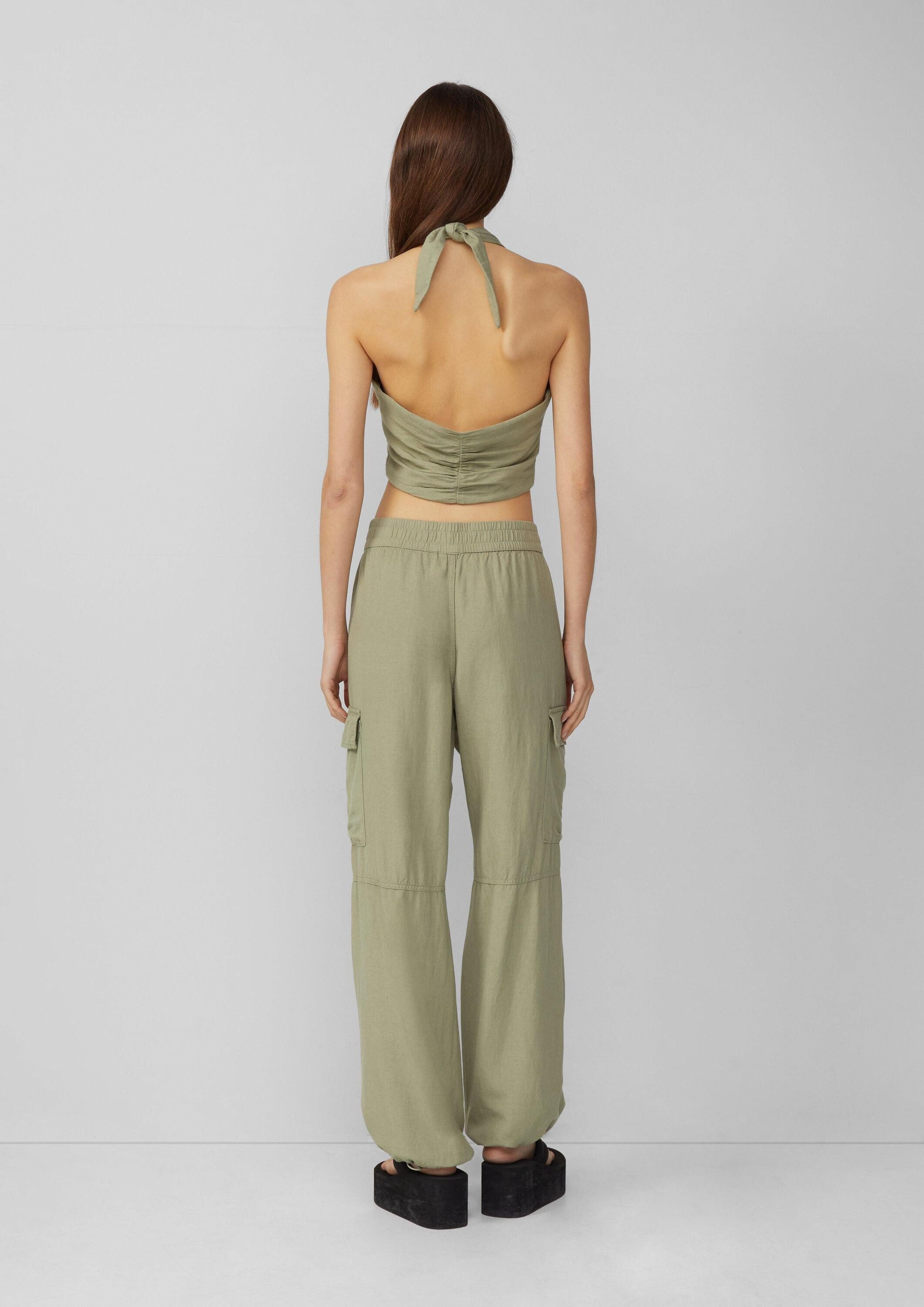 QS Funktionsweste Bluse Neckholder-Weste aus Leinenmix