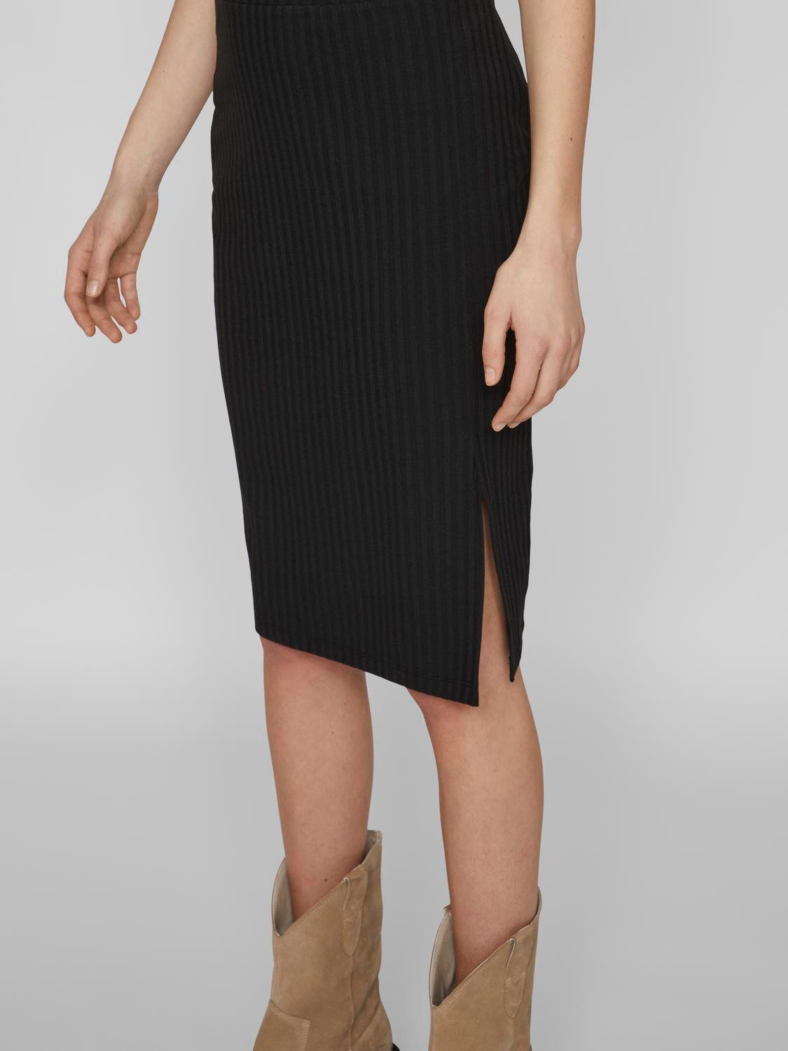 Vila Sommerrock Gerippt Jersey Bleistift High Waist Midi Skirt VIRIBINI HW SKIRT- NOOS