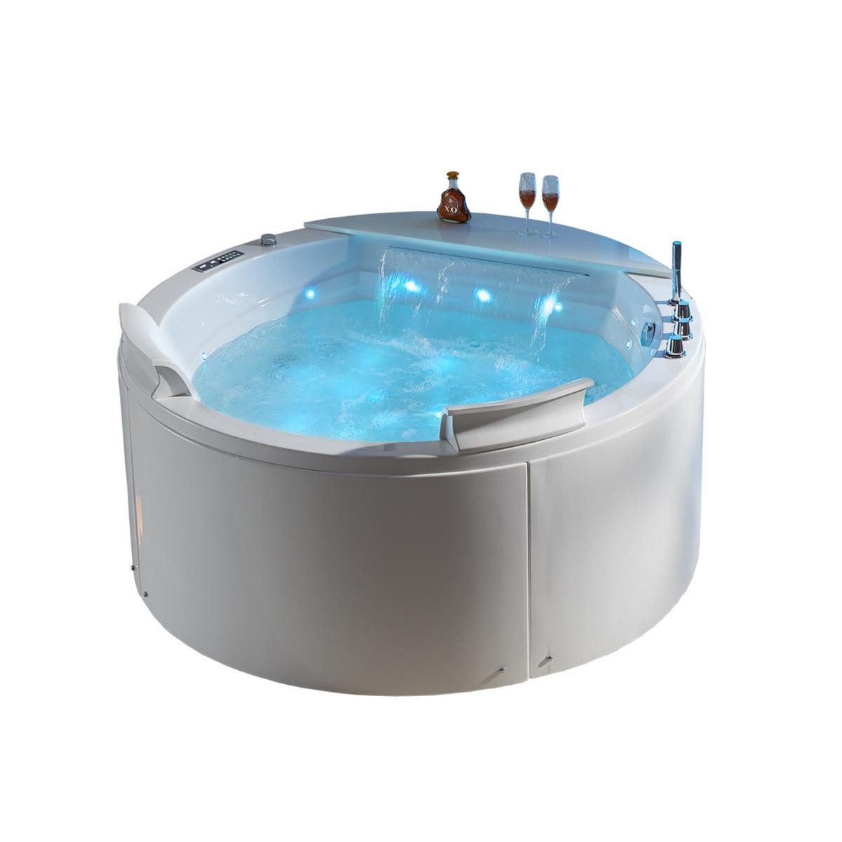 Duwilux Whirlpool-Badewanne Freist. Whirlpool 155x155 Austin 2 Badewanne weiß VOLLAUSSTATTUNG, (1-tlg), Farblichttherapie