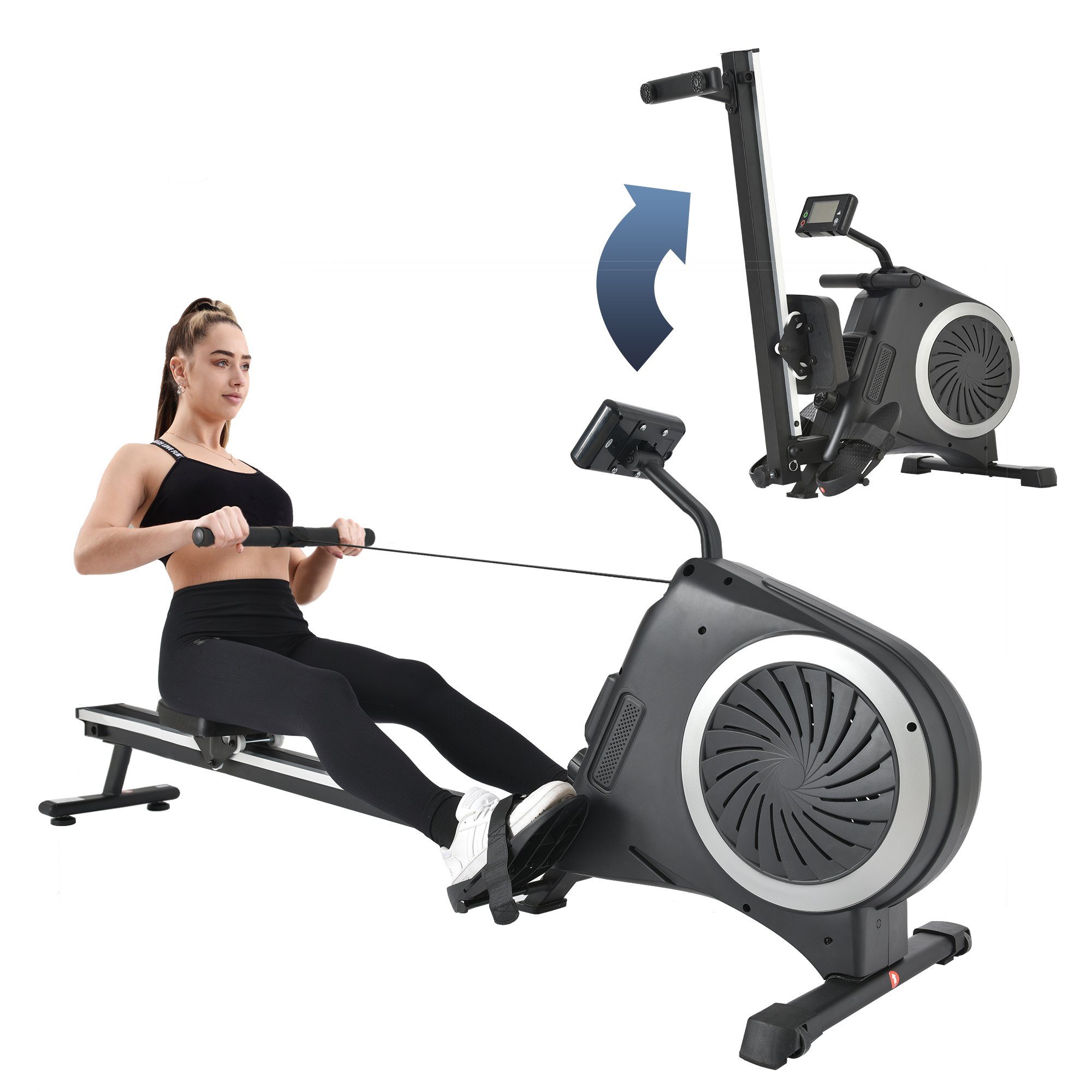 Merax Rudergerät, klappbar mit Luftwiderstand, Air Rudergerät Dual Magnet