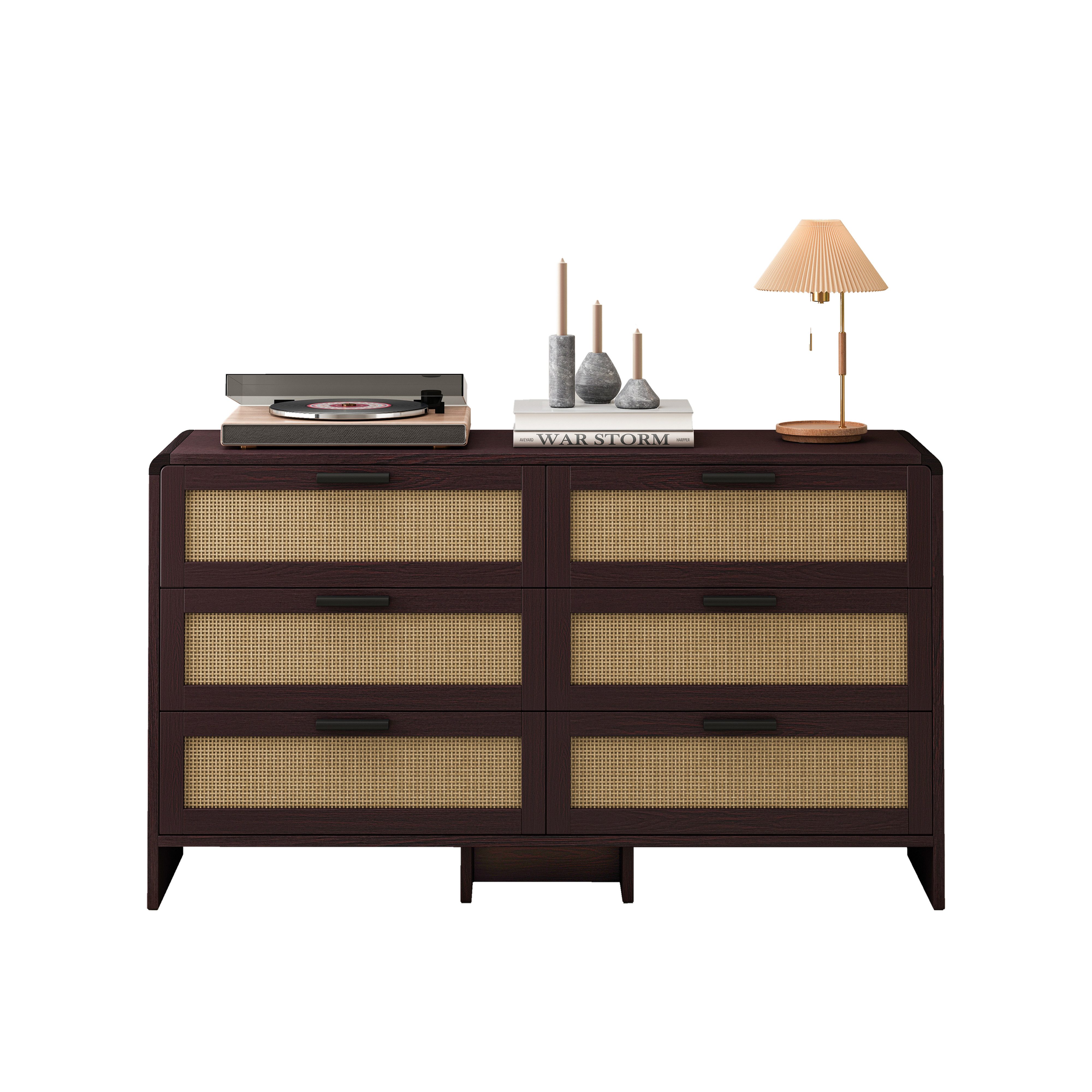 Fine Life Pro Sideboard 130 cm bogenförmiger Rattan-Eckschrank, Rattan-Aufbewahrungsschrank