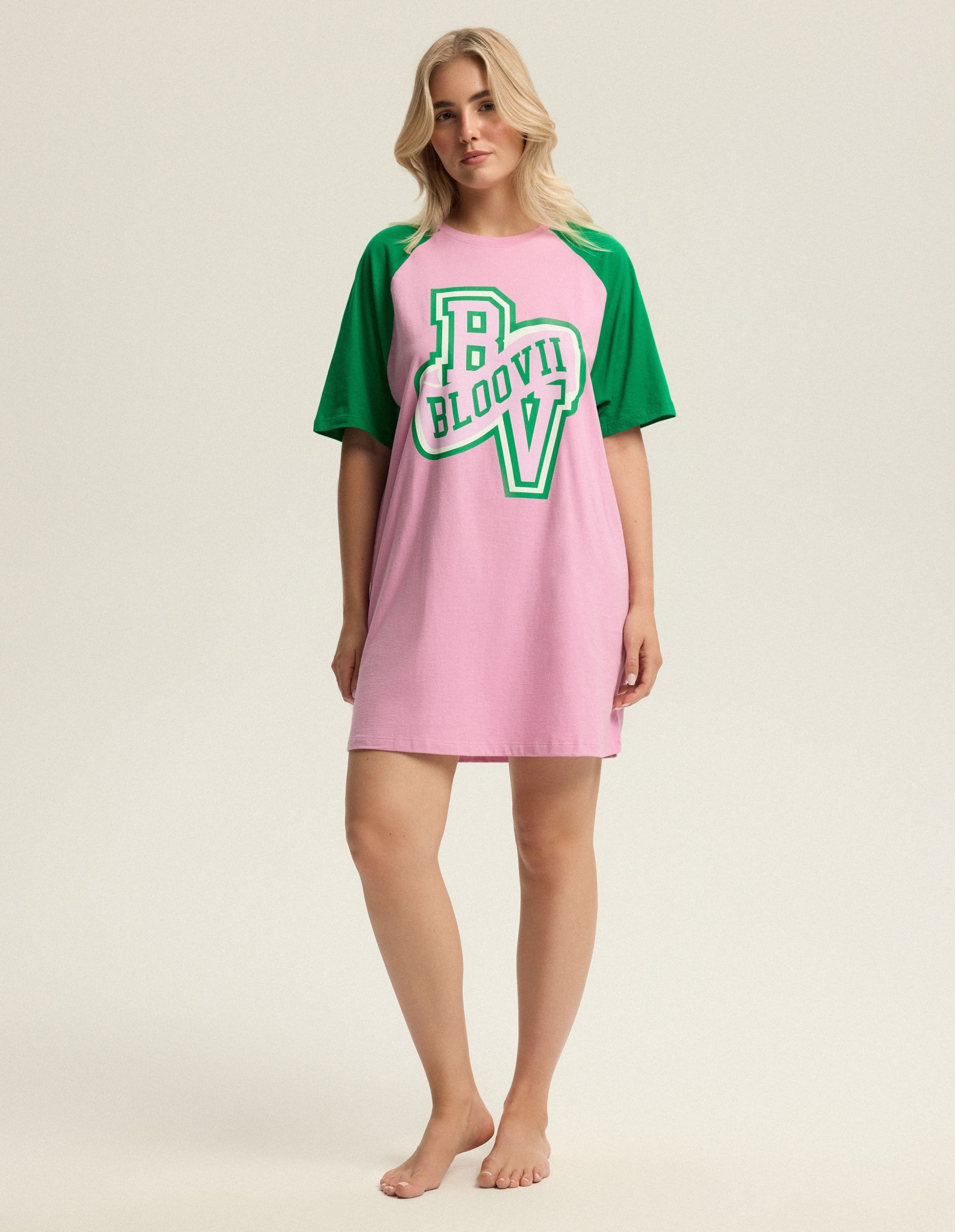ESOTIQ Nachthemd Nachthemd aus Baumwolle Kurzarm Print Rundhals weich Homewear Kinna (1-tlg)